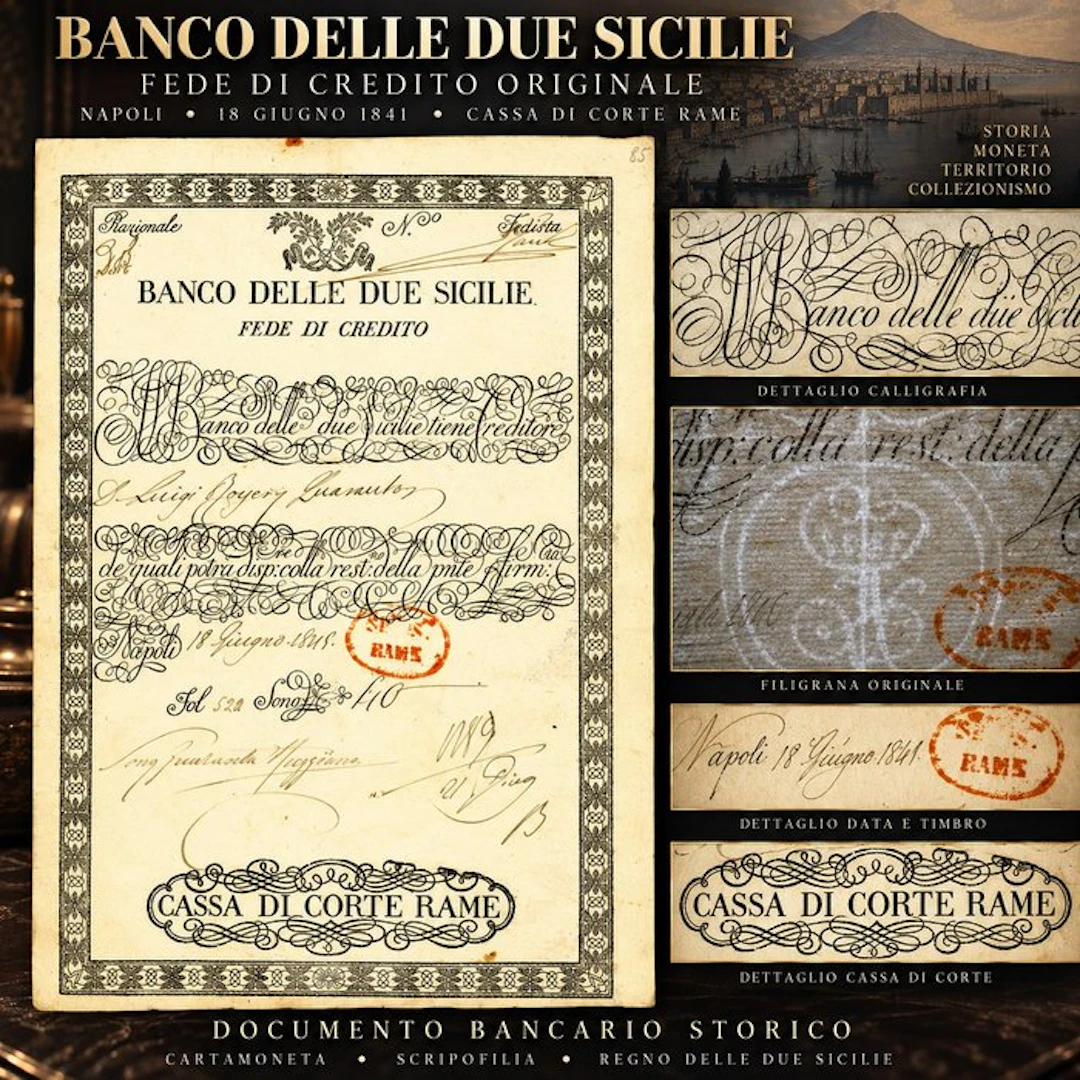Italy. Ducato 1848 - Regno delle Due Sicilie – Fede di...