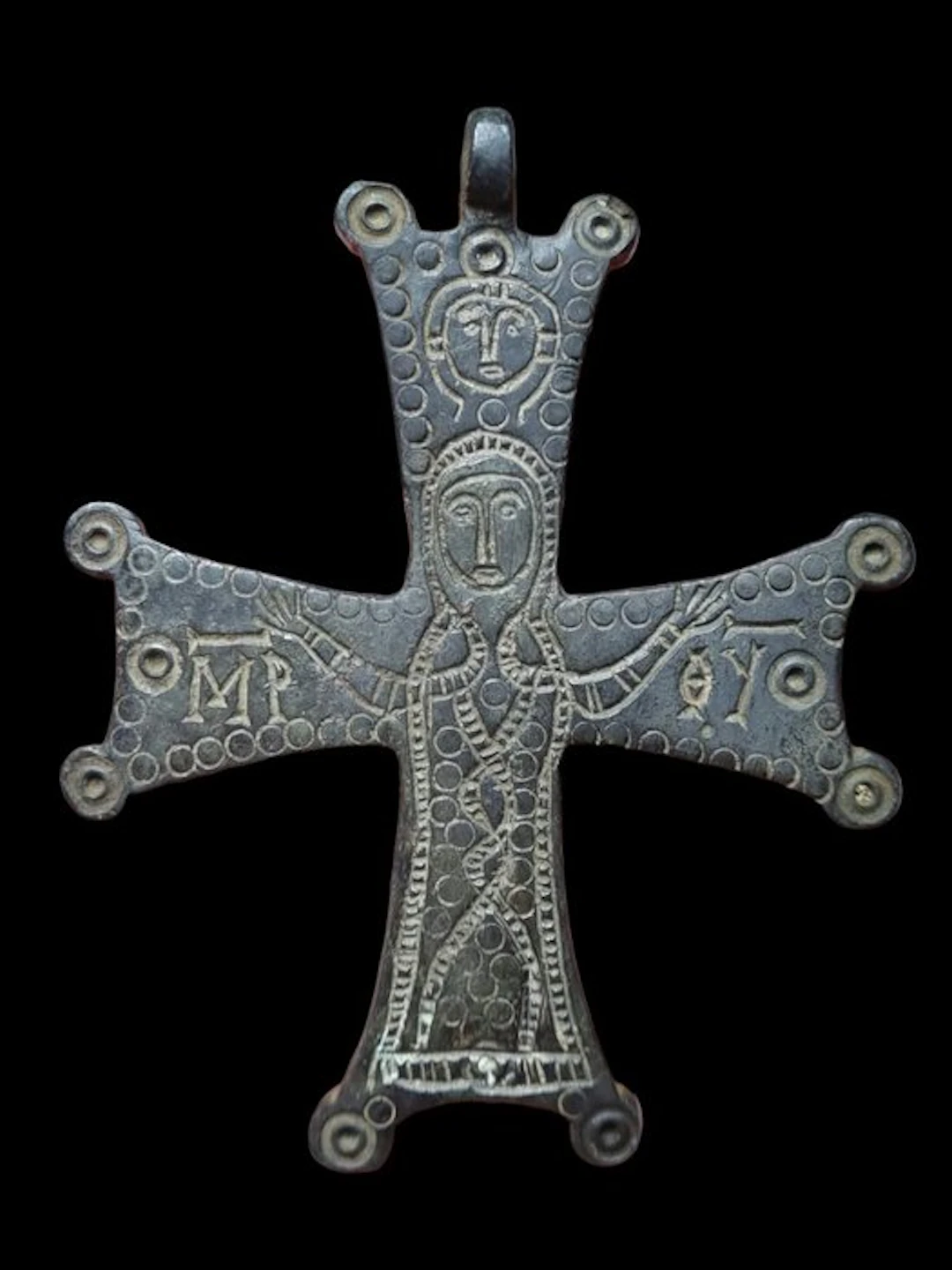 Byzantine Bronze, Extremely Rare Top Piece Cross Pendant