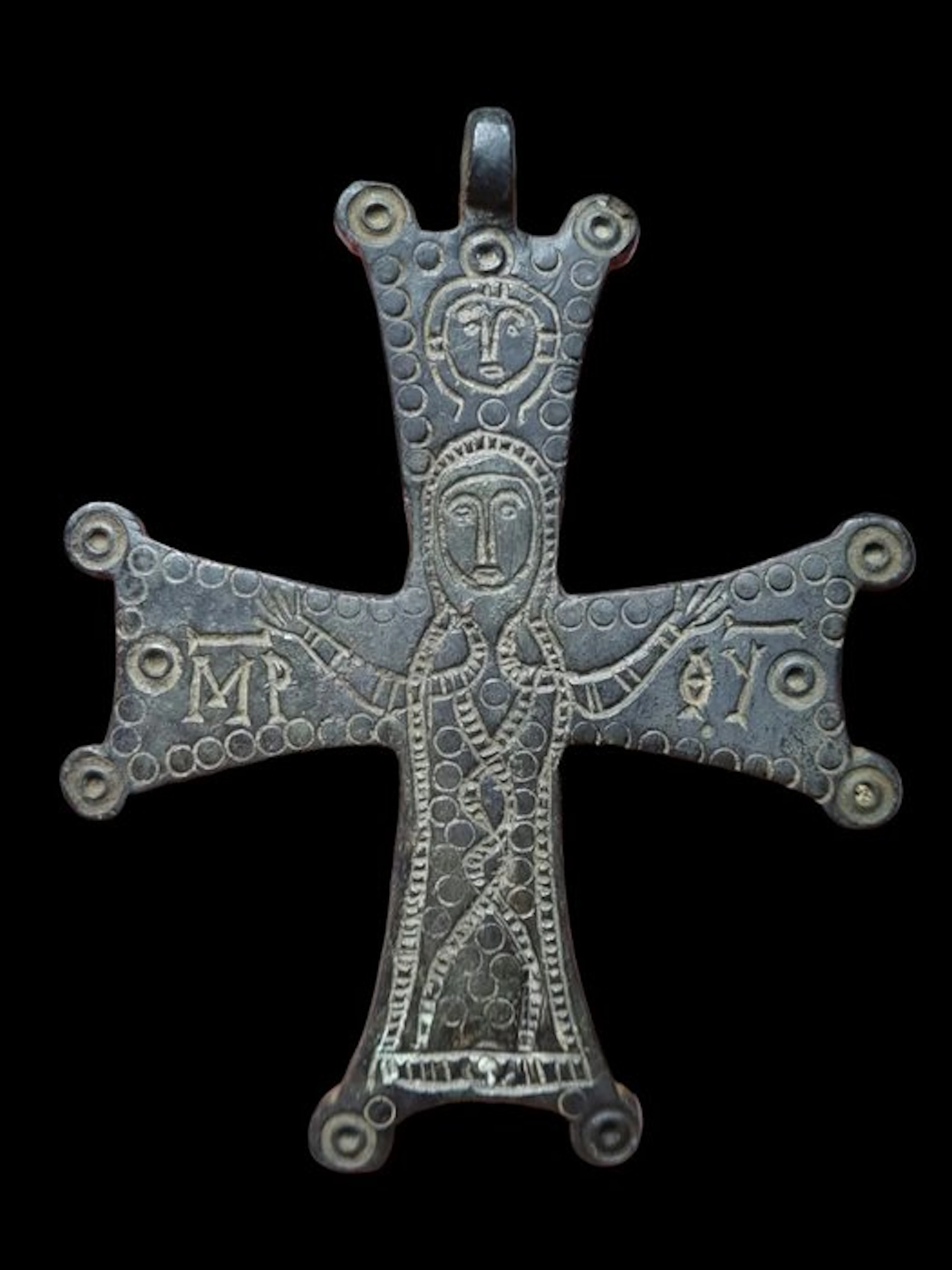 Byzantine Bronze, Extremely Rare Top Piece Cross Pendant