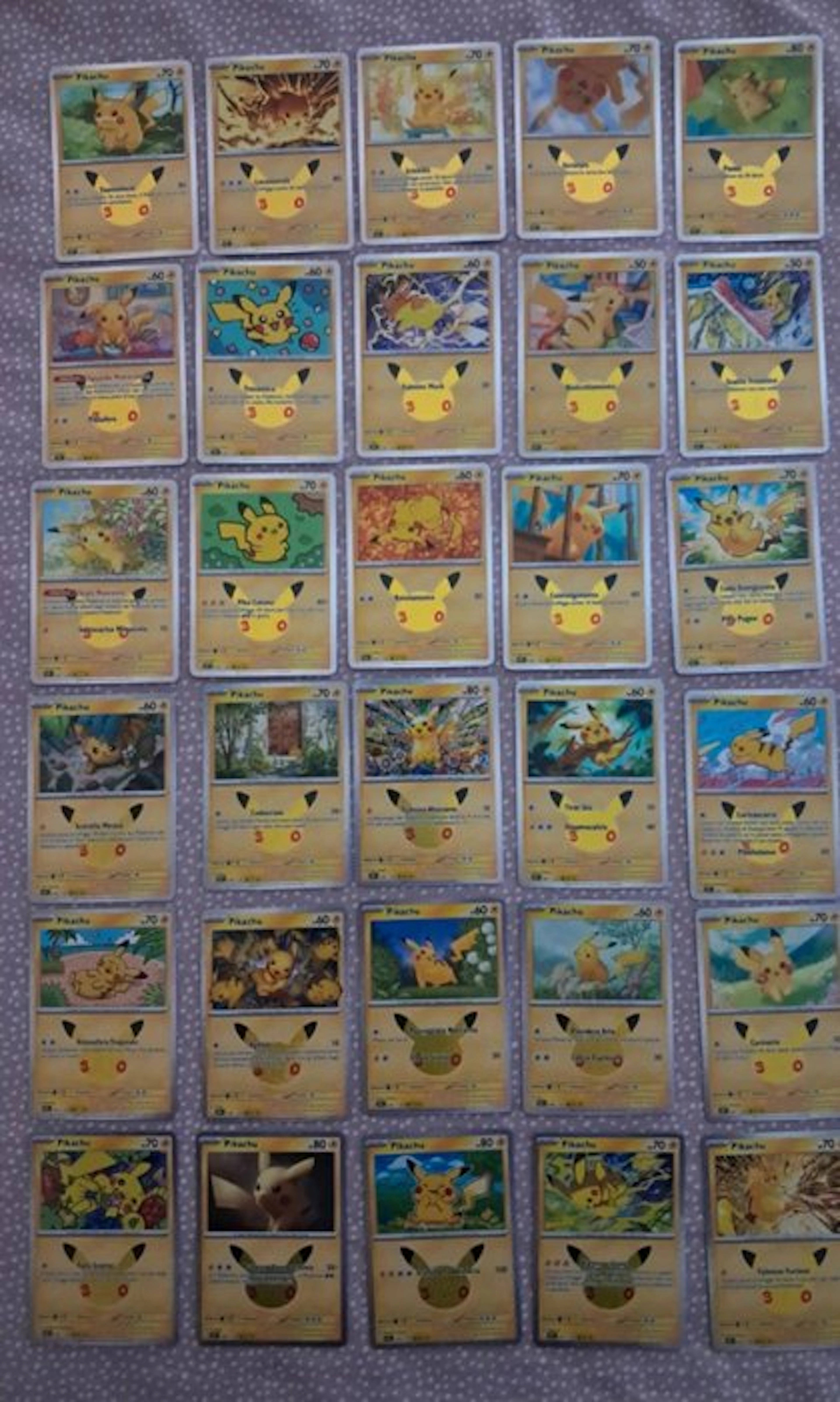 Pokémon - 30 Card - Pikachu 1-30 Anniversario Promo card, Foil - Various sets