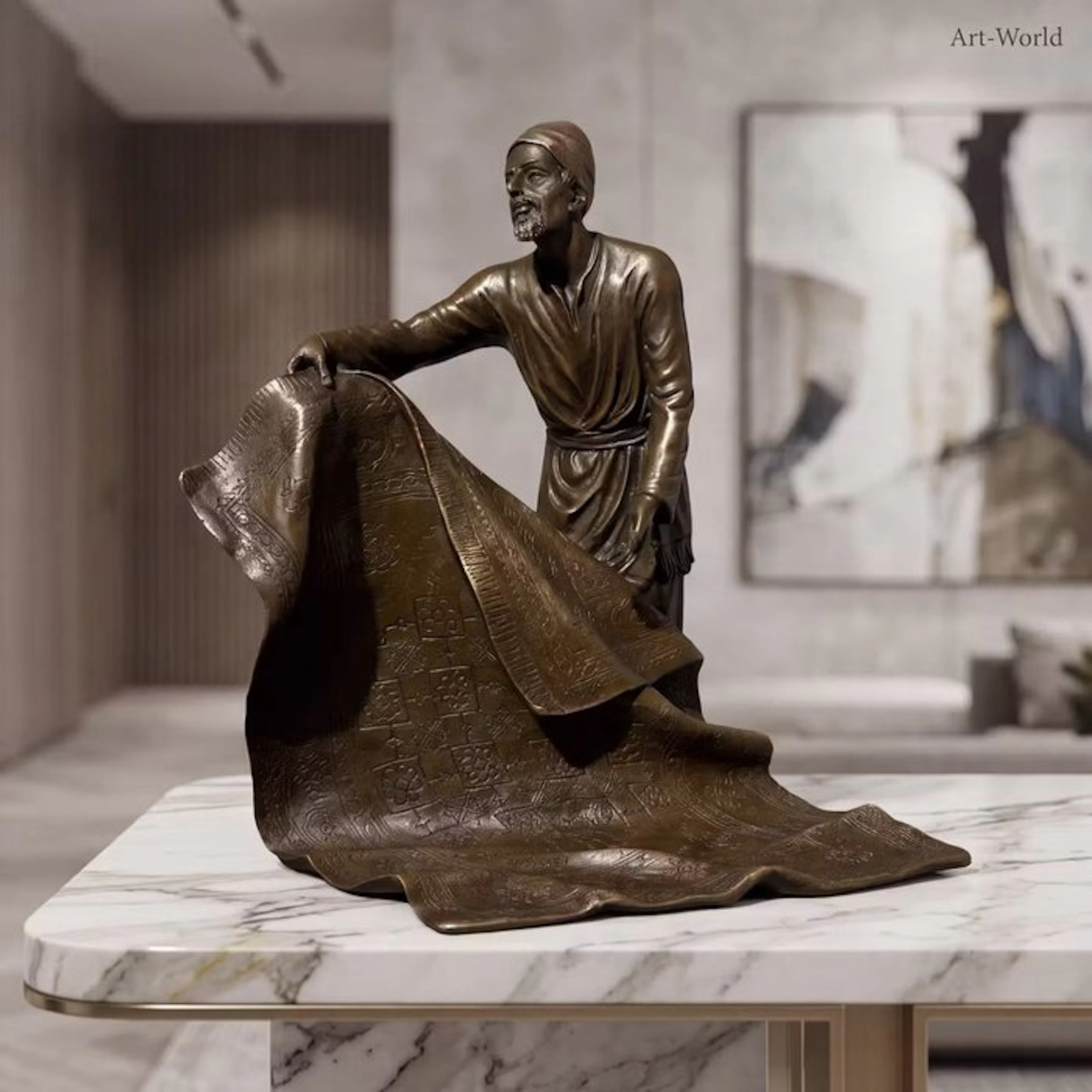 Statue, Arabische Heer 20.5 cm - 20.5 cm - Bronze