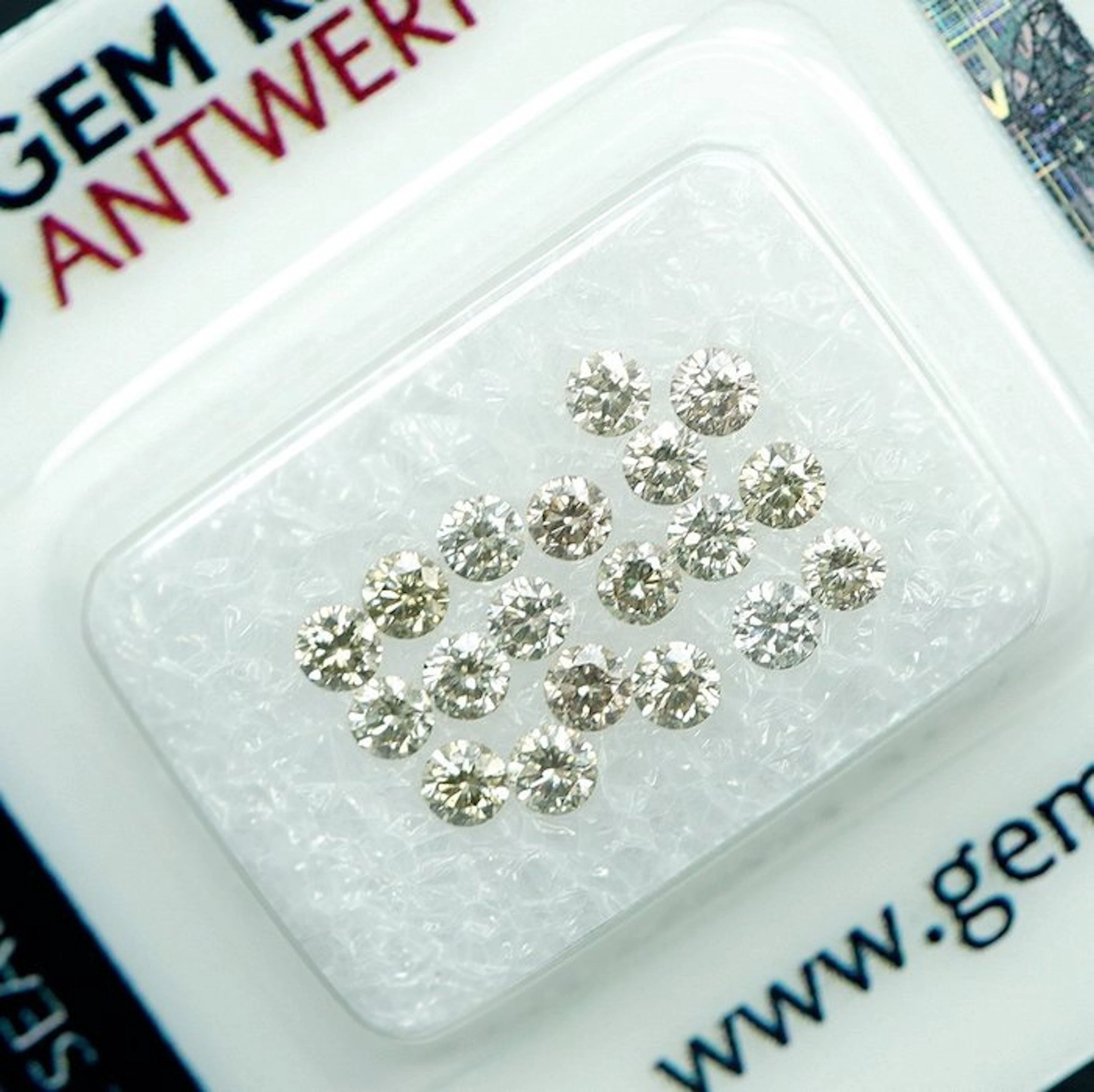 19 pcs Diamond (Natural coloured) - 1.00 ct - Round - VS1