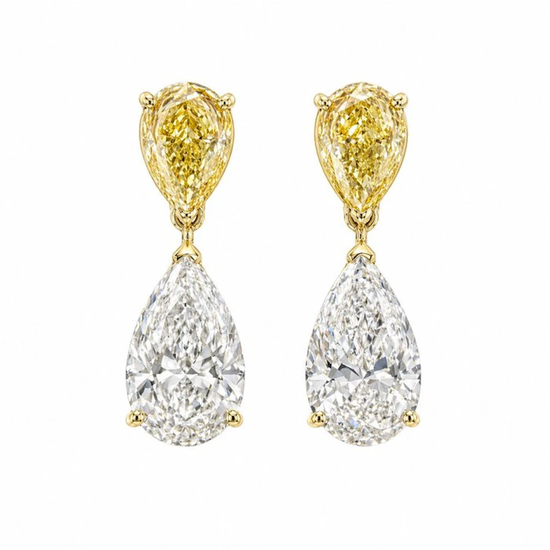 Earrings - 14 kt. Yellow gold - 8.20ct. tw. Diamond (Lab-grown) - Diamond