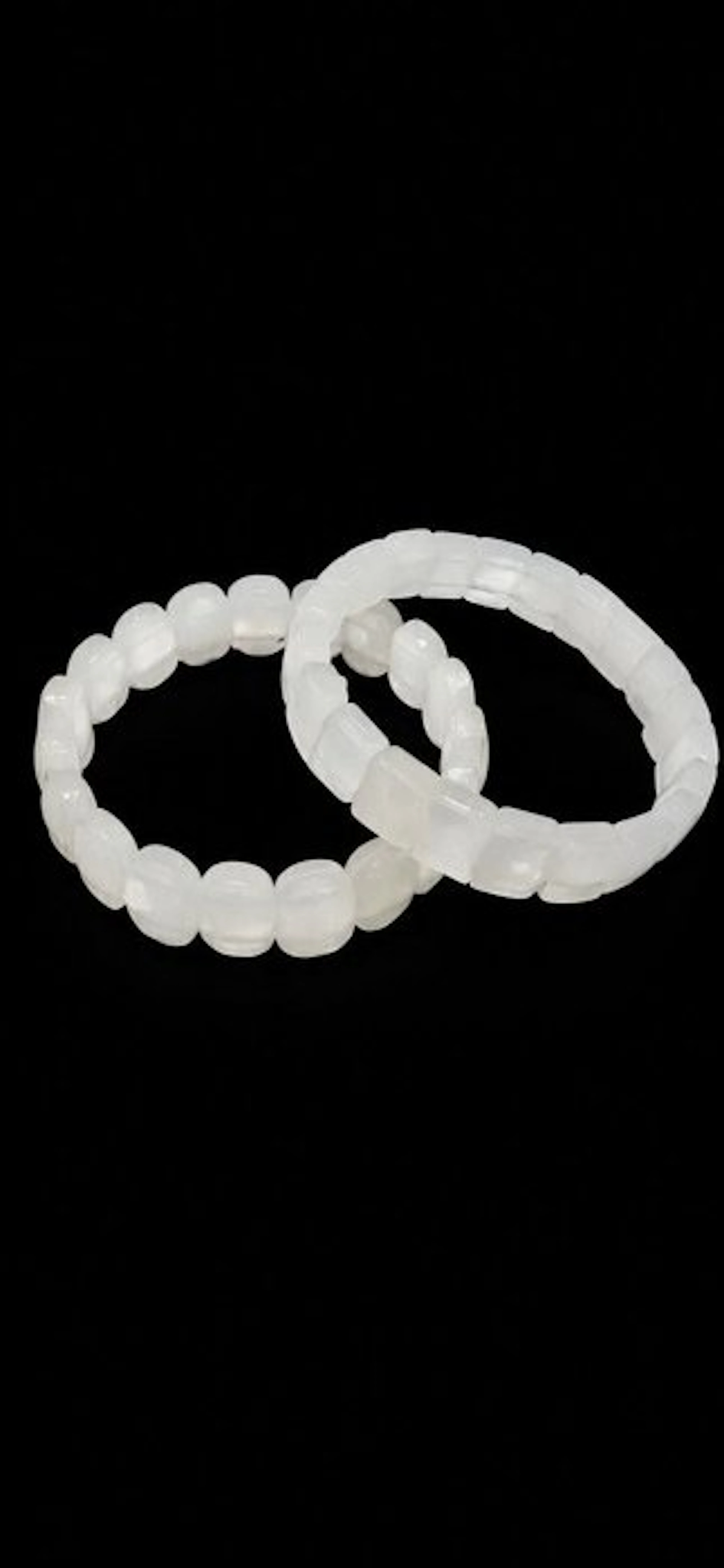 Set of 2 Natural Faceted White Quartz Bracelets by...