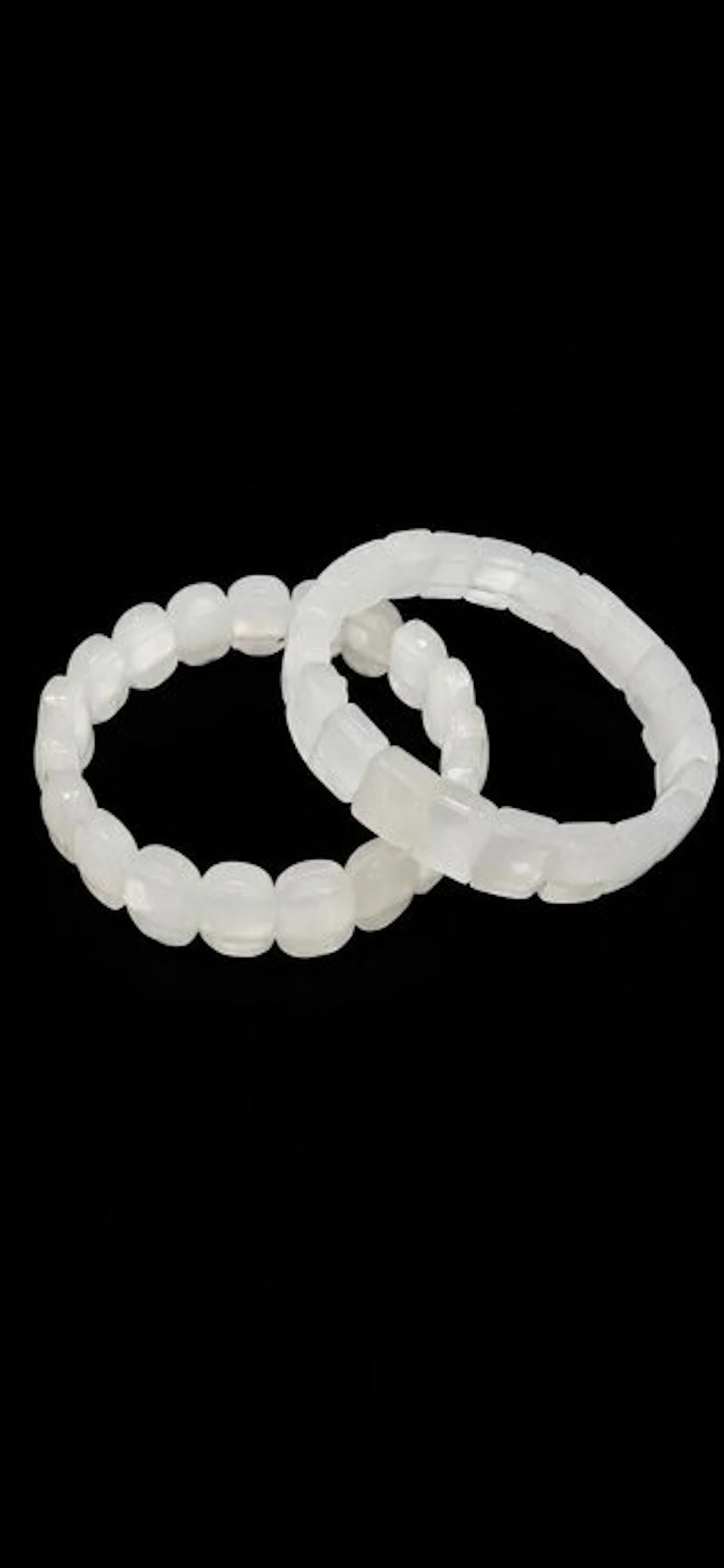 Set of 2 Natural Faceted White Quartz Bracelets by...