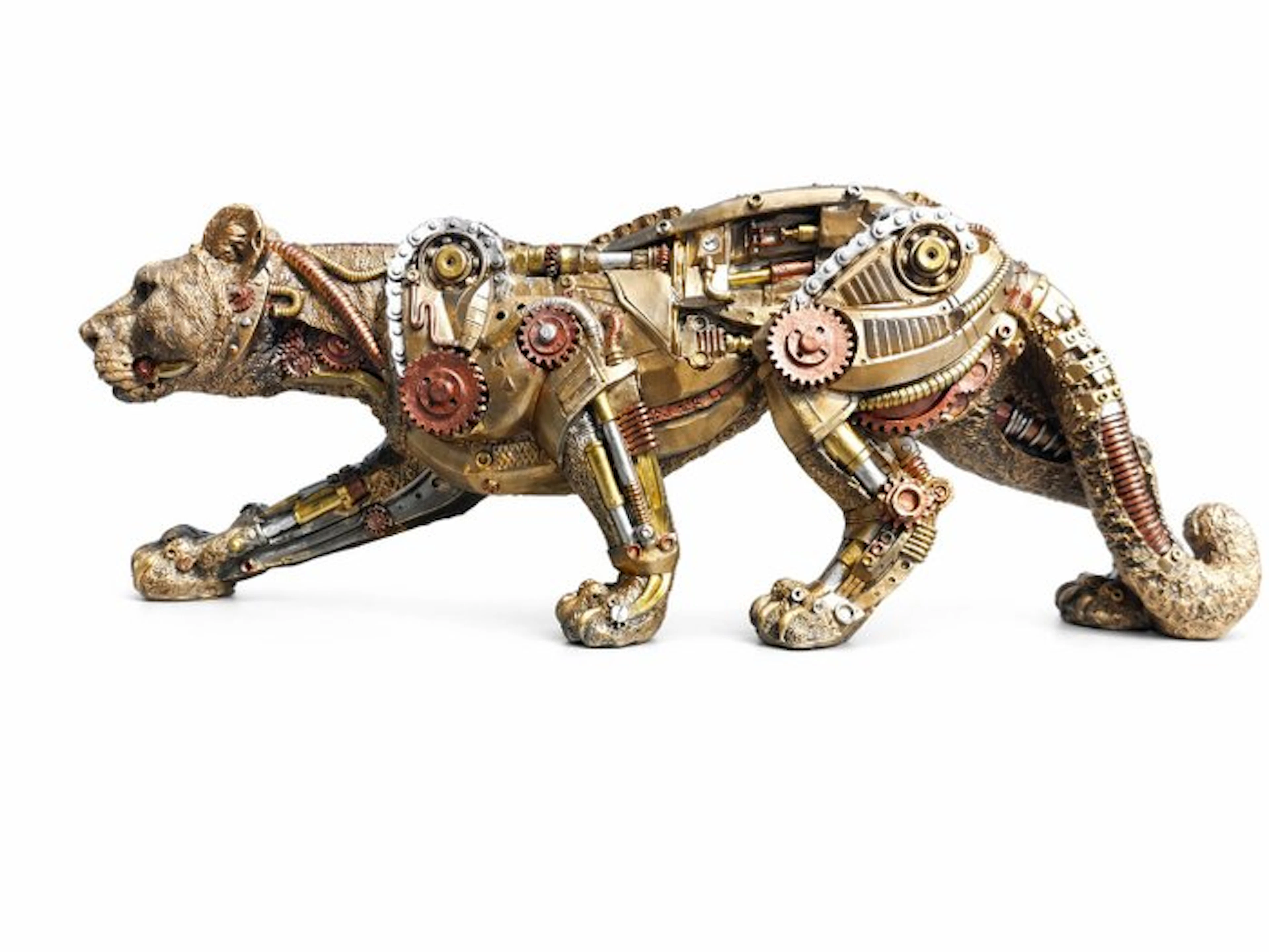 Statue, panter steam punk - 21 cm - Ceramic