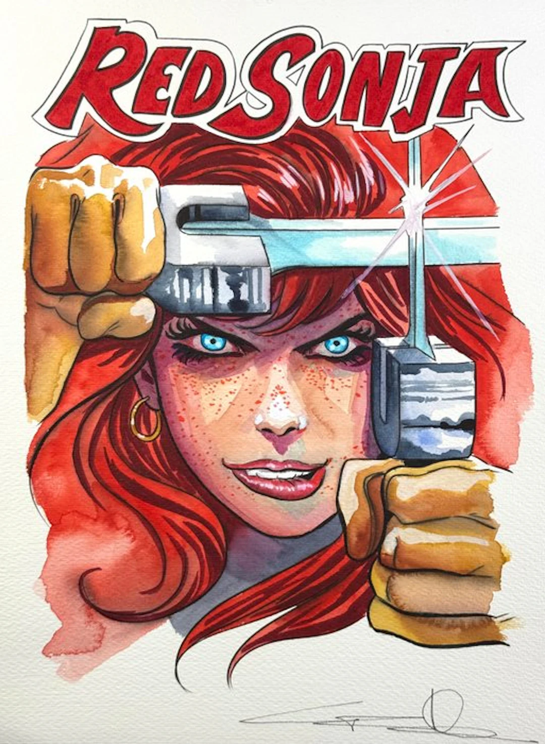 Candita, Giuseppe - 1 Original colour drawing - Red Sonja - She devil! - 2026