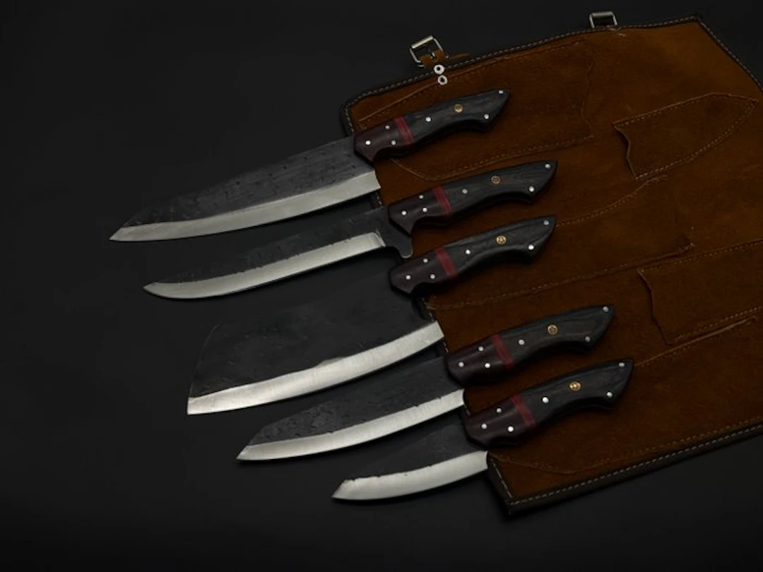 Japanese Style Kitchen Knife SET With Leather BAG...