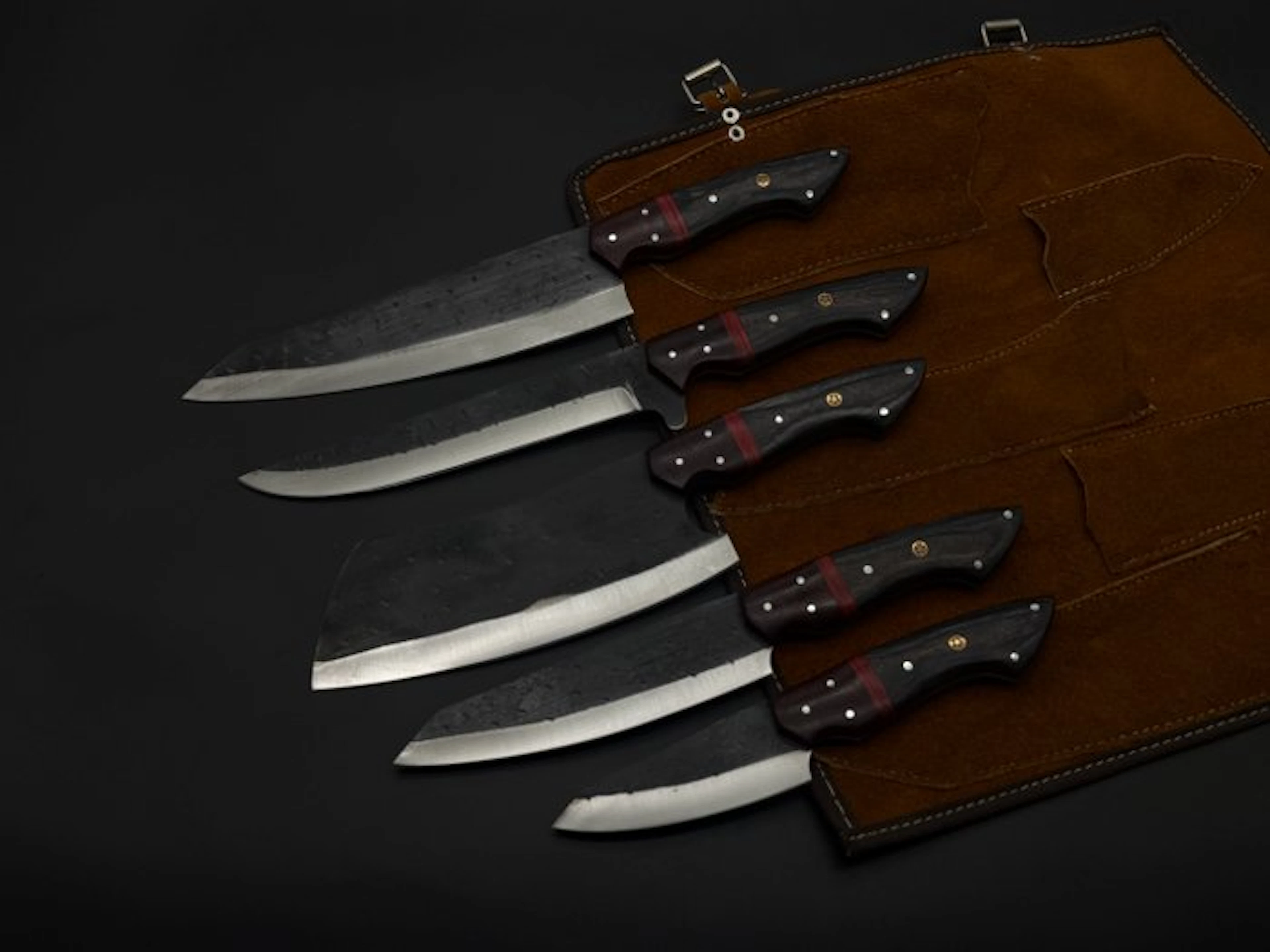 Japanese Style Kitchen Knife SET With Leather BAG...