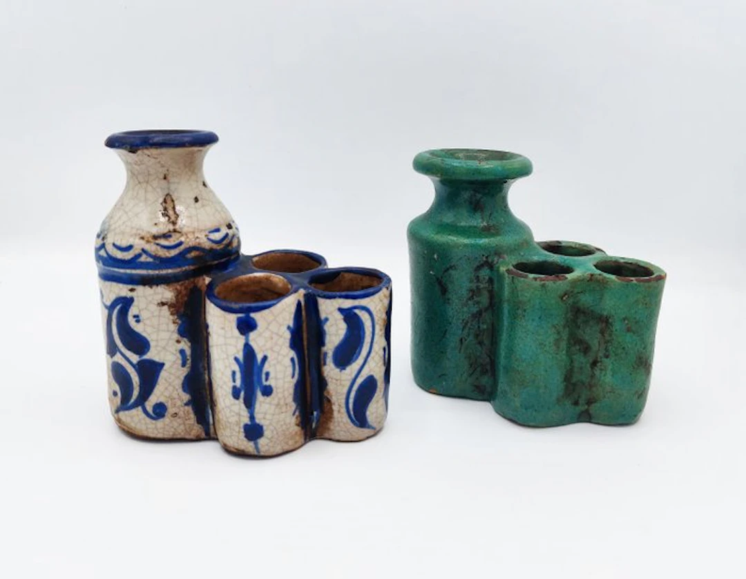Two inkwells - Earthenware - Morocco - 19th/20 century