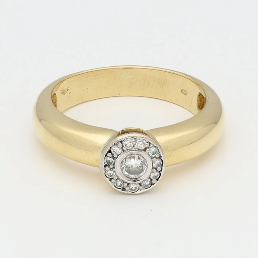 Ring - 18 kt. Yellow gold, White gold Diamond (Natural)