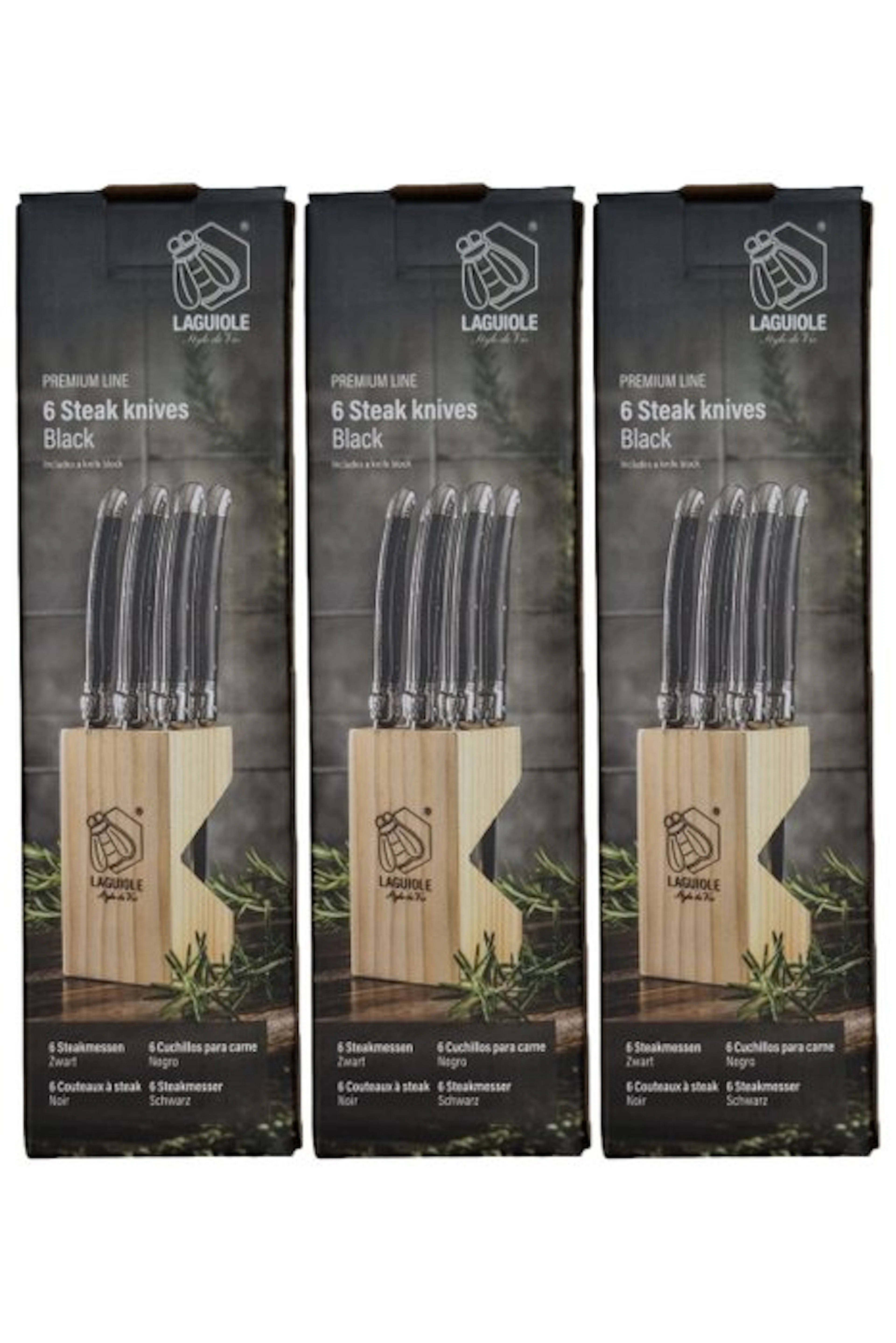Laguiole - 18x Steak Knives - Black Colour - style de...