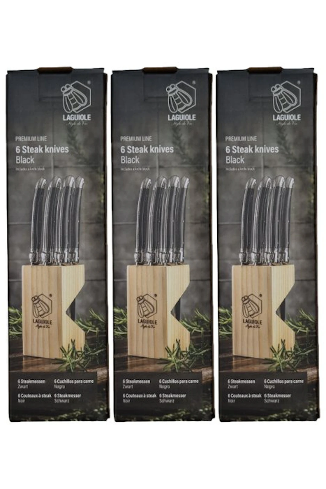 Laguiole - 18x Steak Knives - Black Colour - style de...