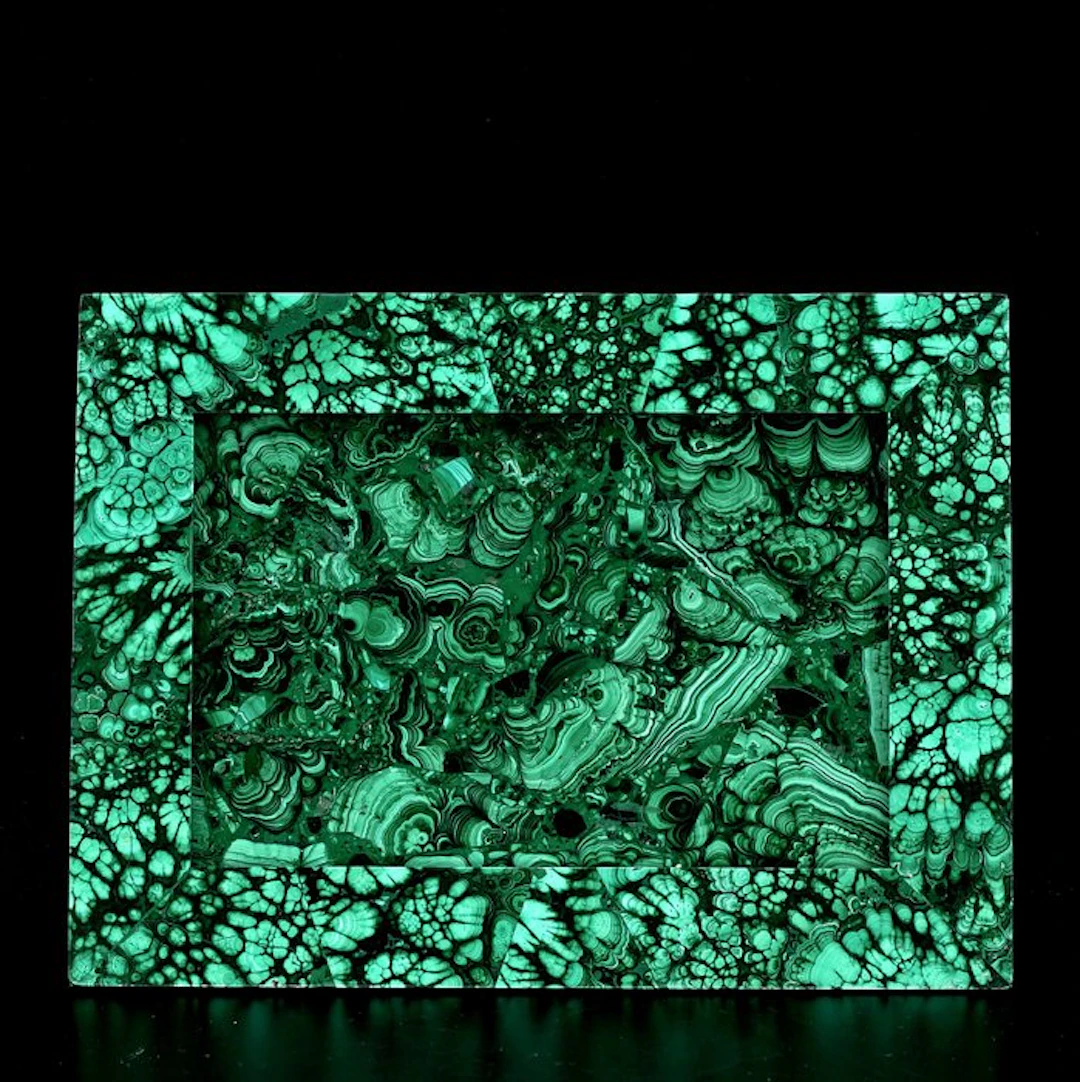 Wonderful polished Malachite photo frame - Height: 19.6...
