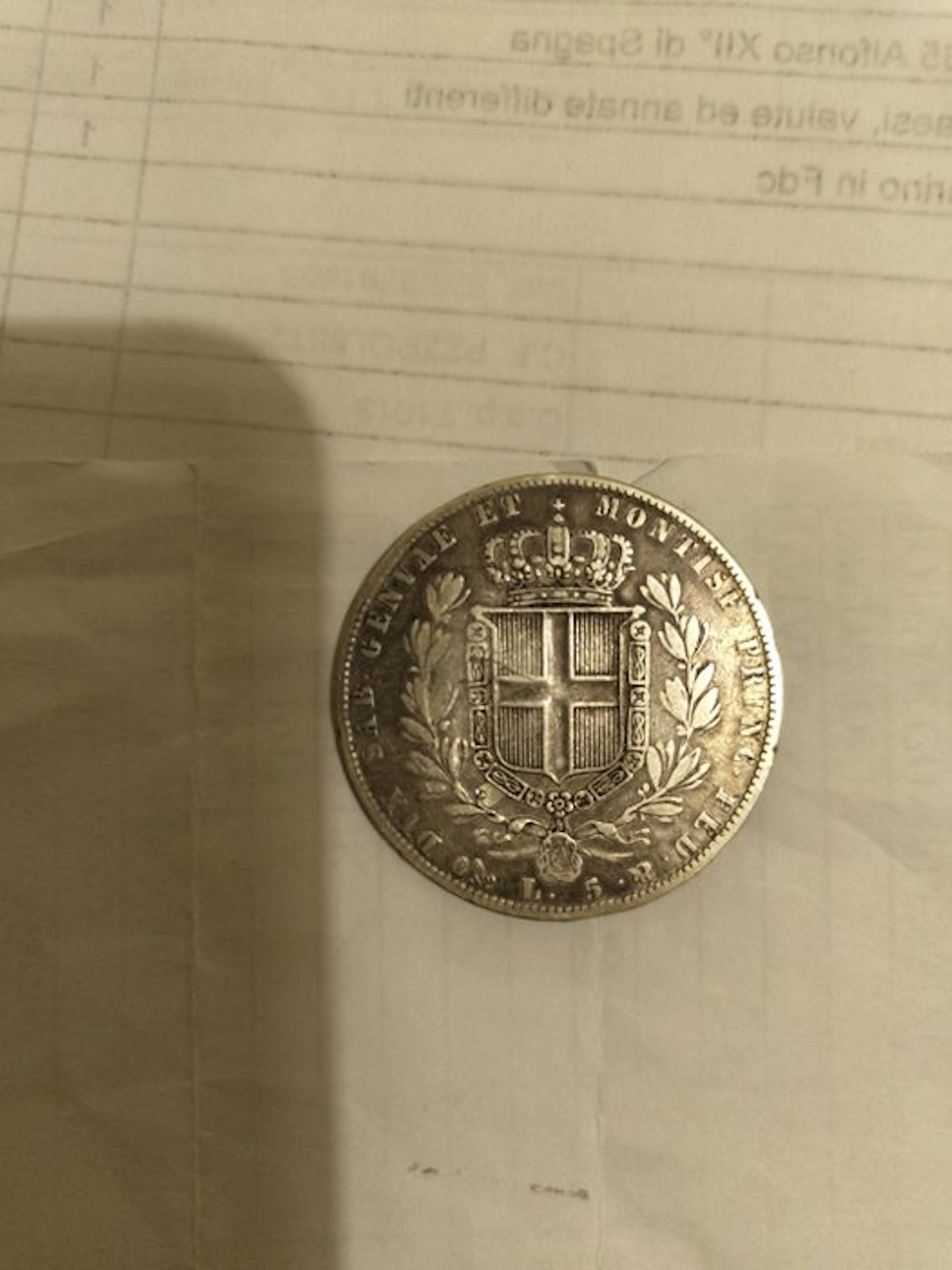 Italy, Savoy Carlo Alberto. 5 Lire 1844 Genova (No reserve price)