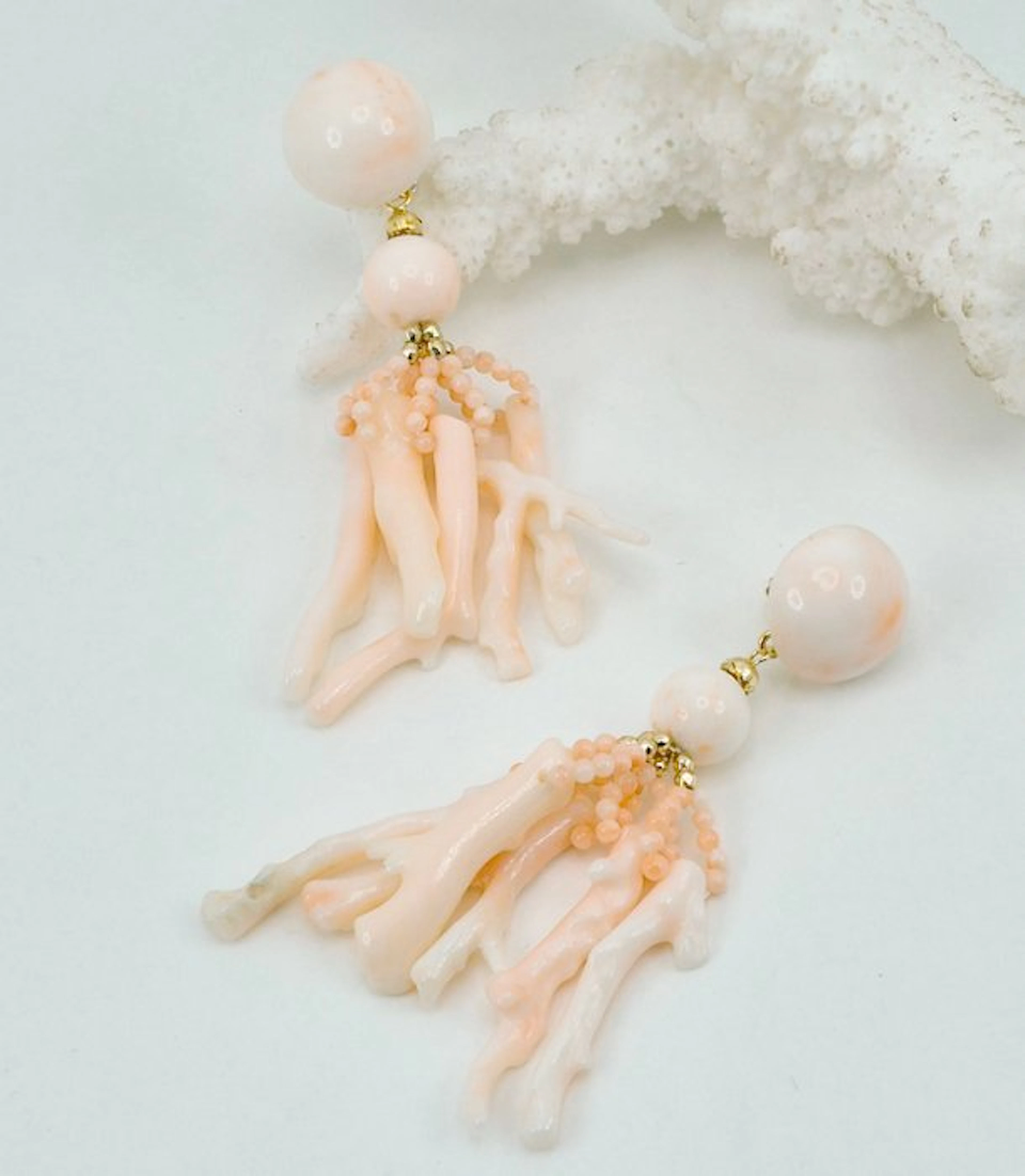Coral - Silver, Gold-plated - Earrings - PINK CORAL