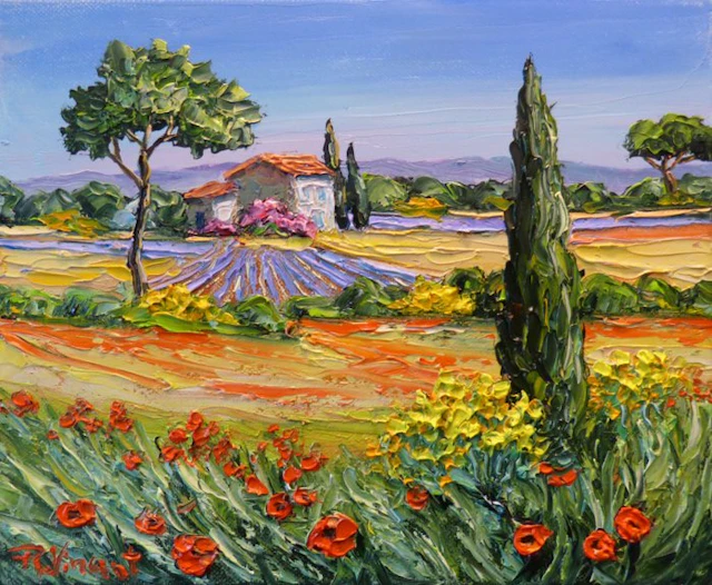R. Vincent (1954) - Fleurs à Valensole en Provence cote...