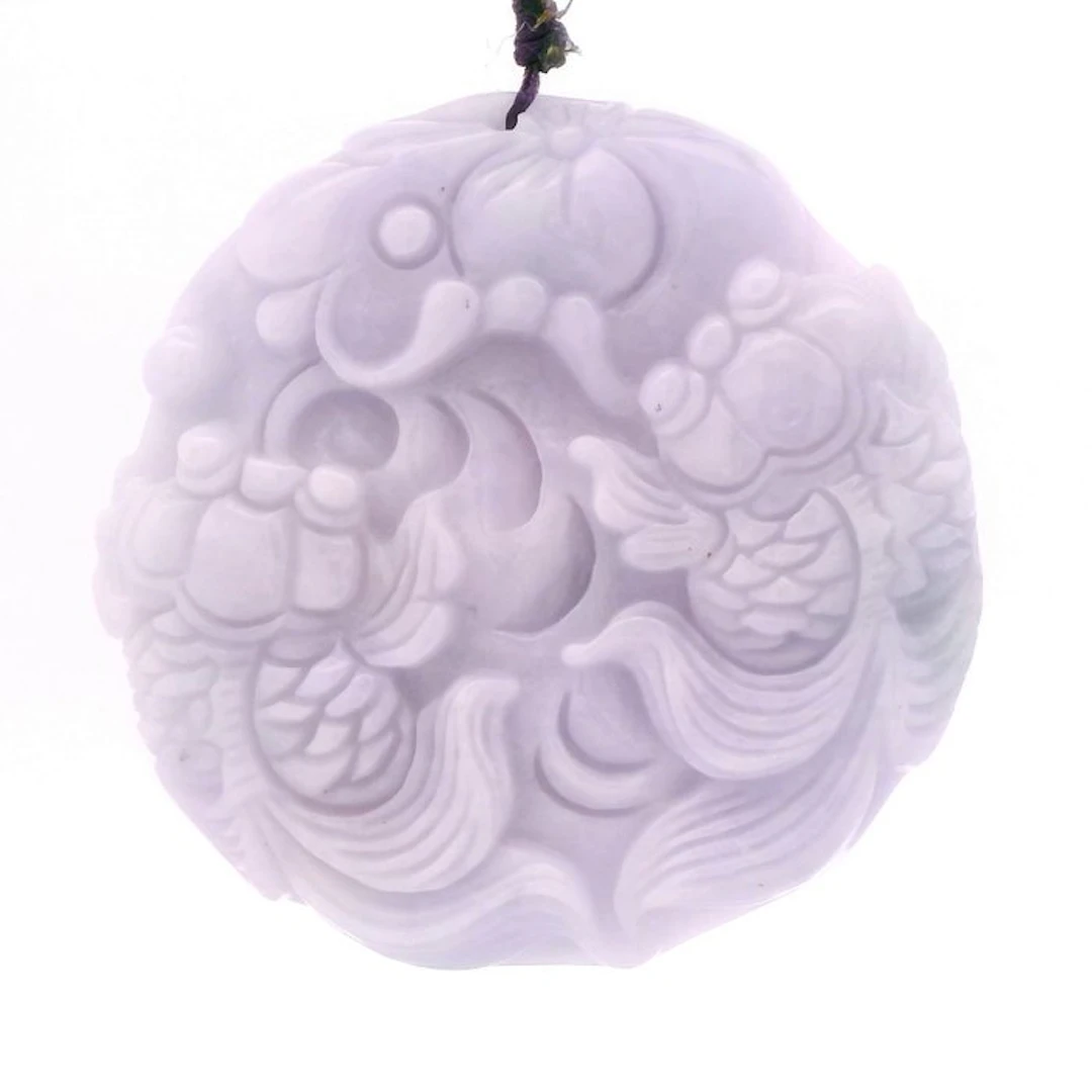Jade - Natural Jadeite Jade (Type A) — Carved Goldfish...