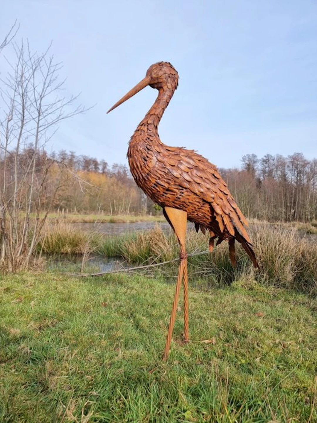 Sculpture, Heron / Crane bird - 110 cm - Iron