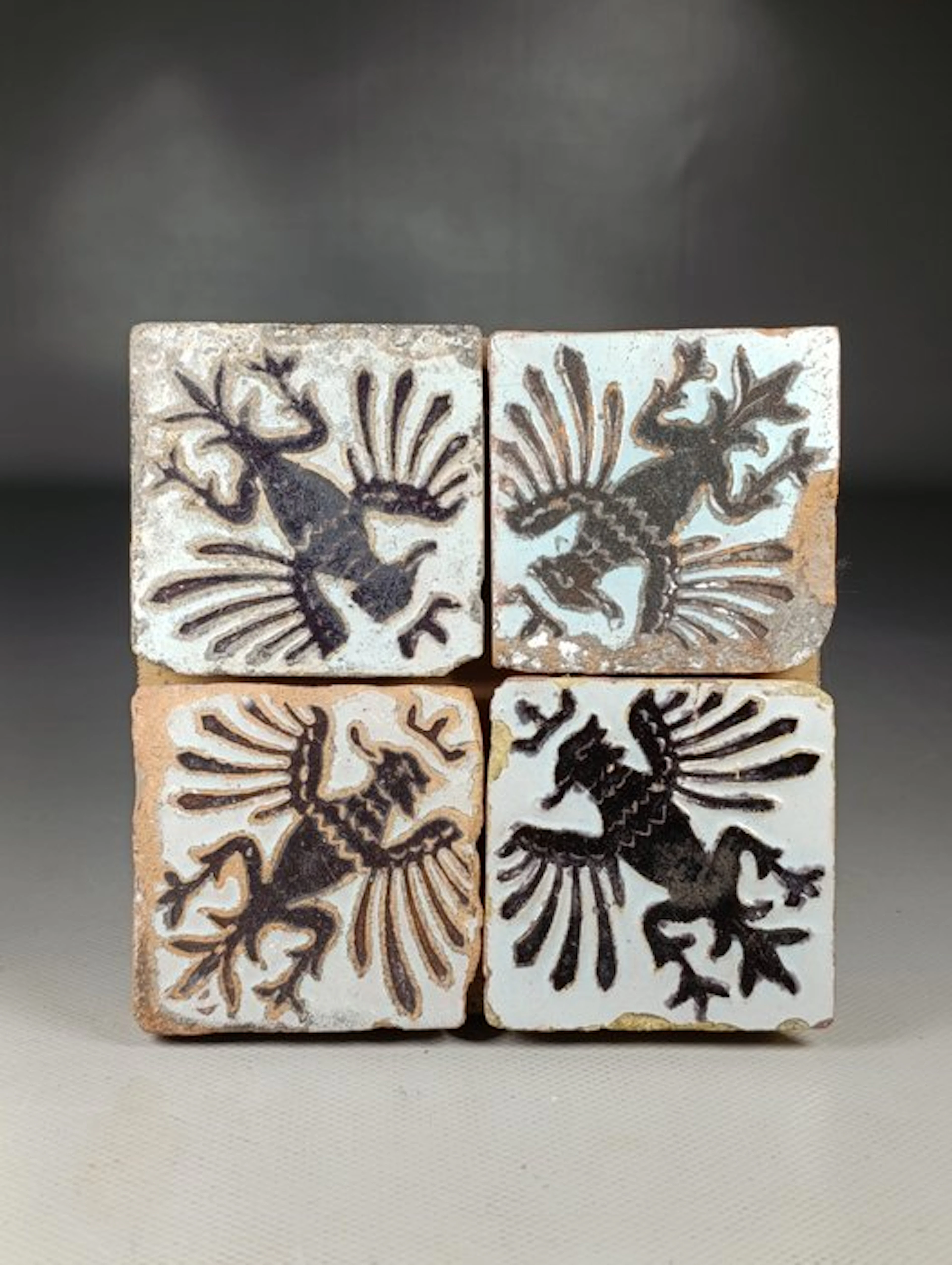 Tile (4) - Heraldry (crowned eagles) - Renaissance / 19th century
