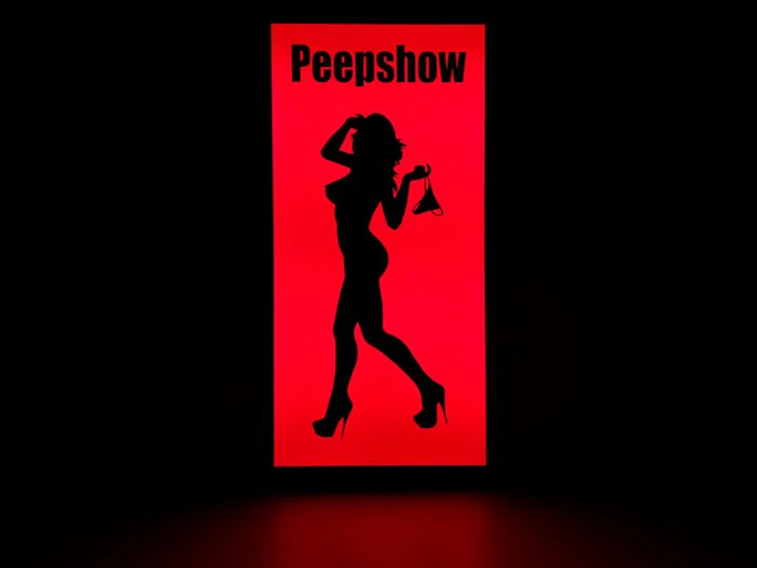 Lighted sign - Amsterdam Red Light District Peepshow illuminated sign - Steel