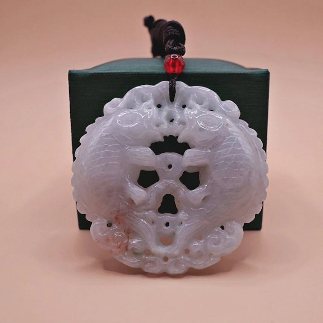 NGTC Certified Natural Jadeite Carving Pendant – Symbolic...