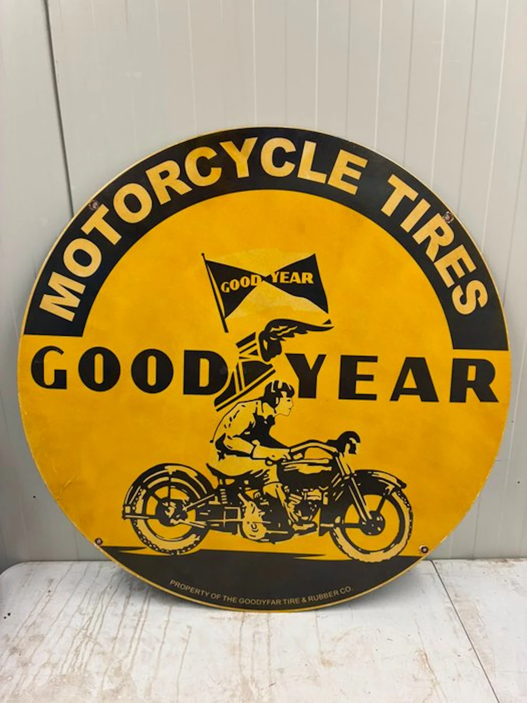 XXL Goodyear Motorcycle Tires Emaille Reclamebord –...