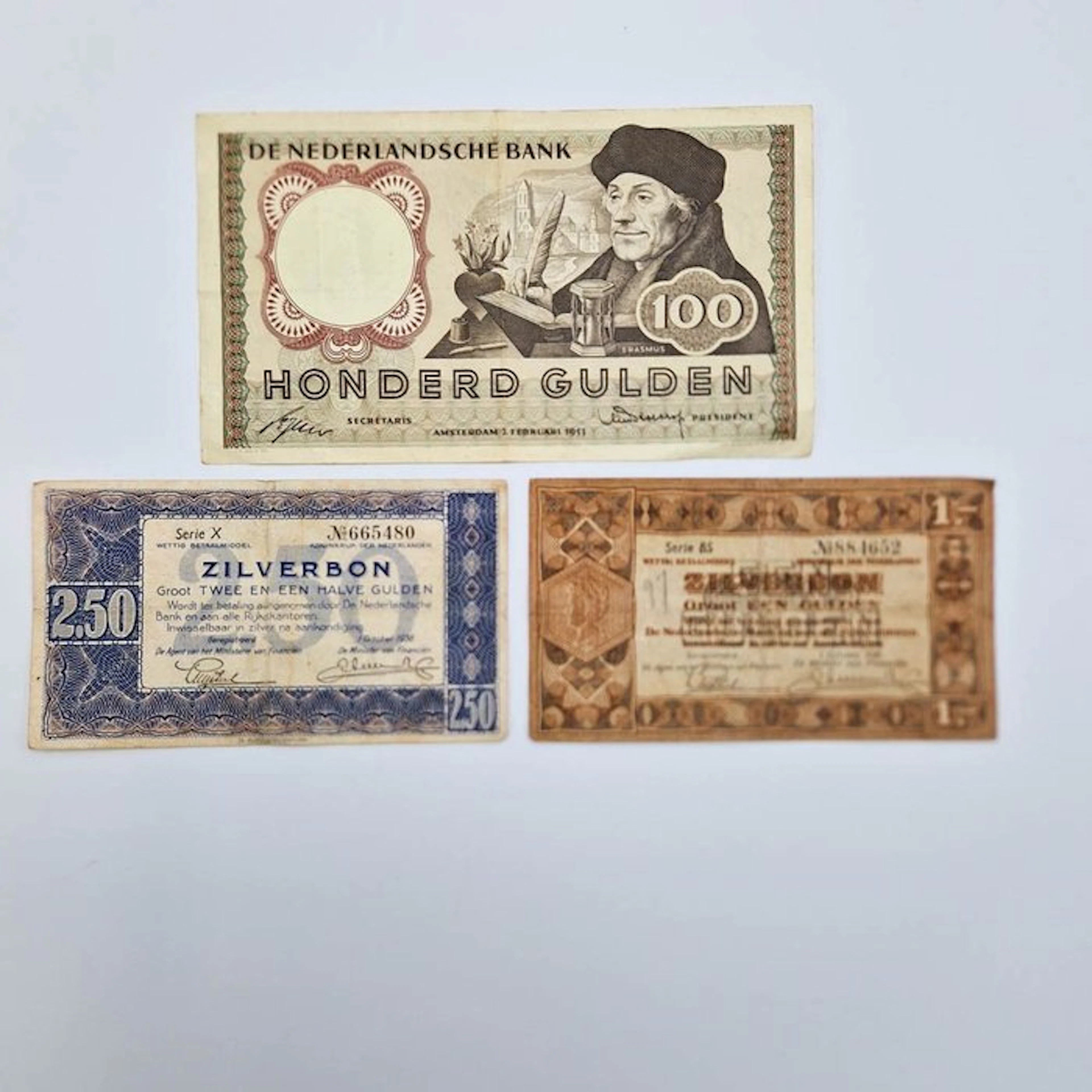 Netherlands. - 3 Banknotes - 1938/1953 - PL102, PL4, PL14 (No reserve price)