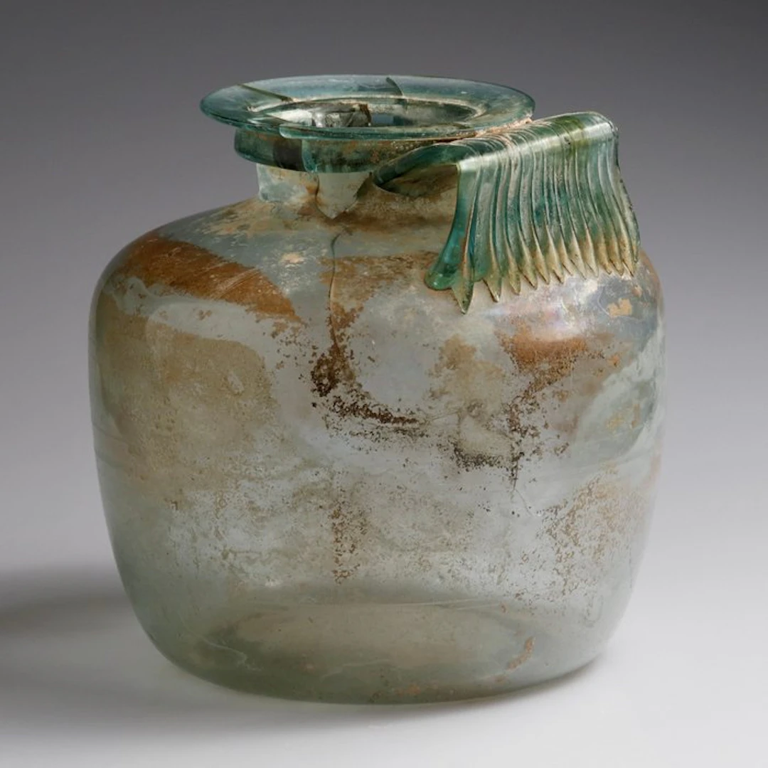 Ancient Roman, Empire Glass Large cylindrical anise-flavored bottle - 177 mm