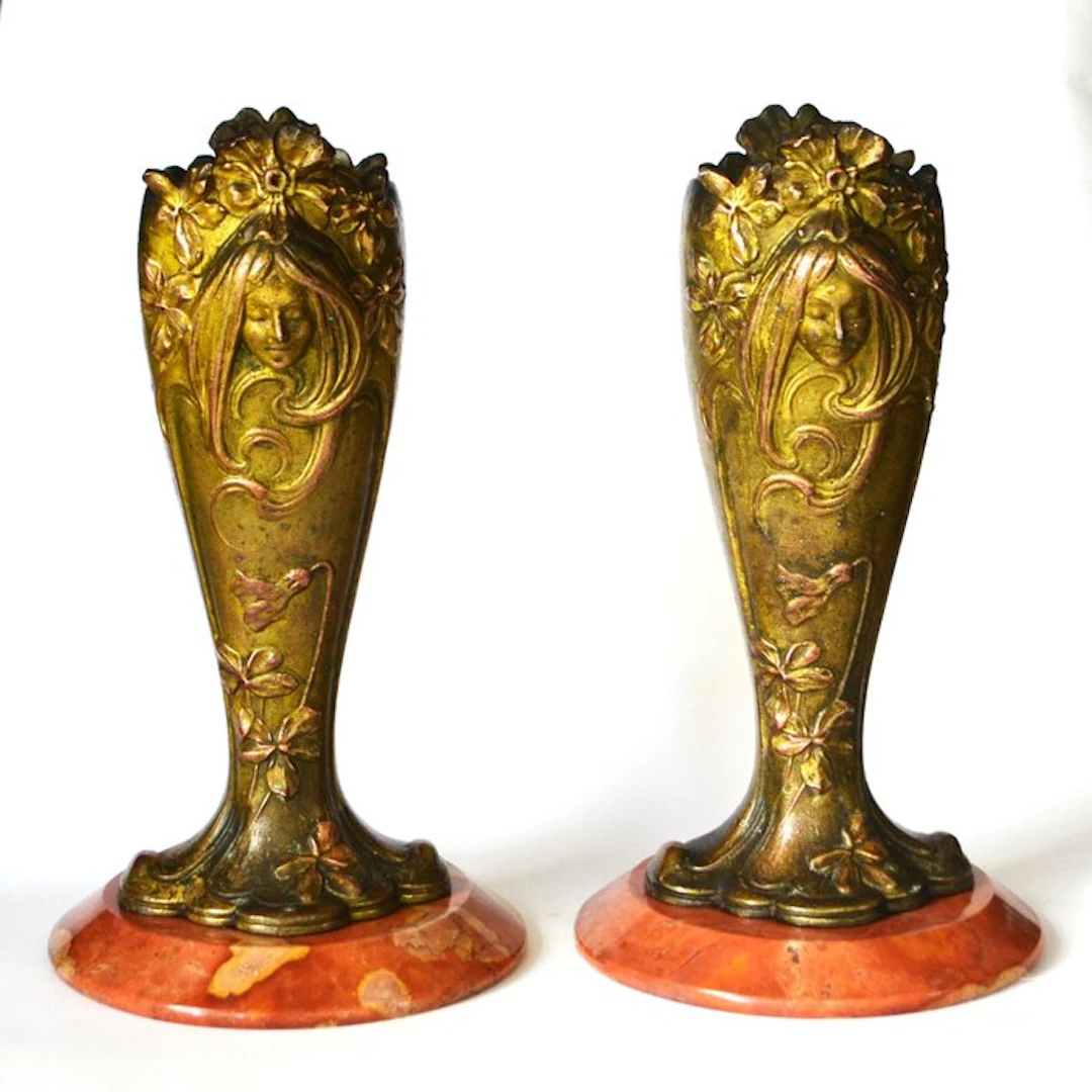 Claude Bonnefond (1868 - 1936) - Vase (2) - Bronze, Marble