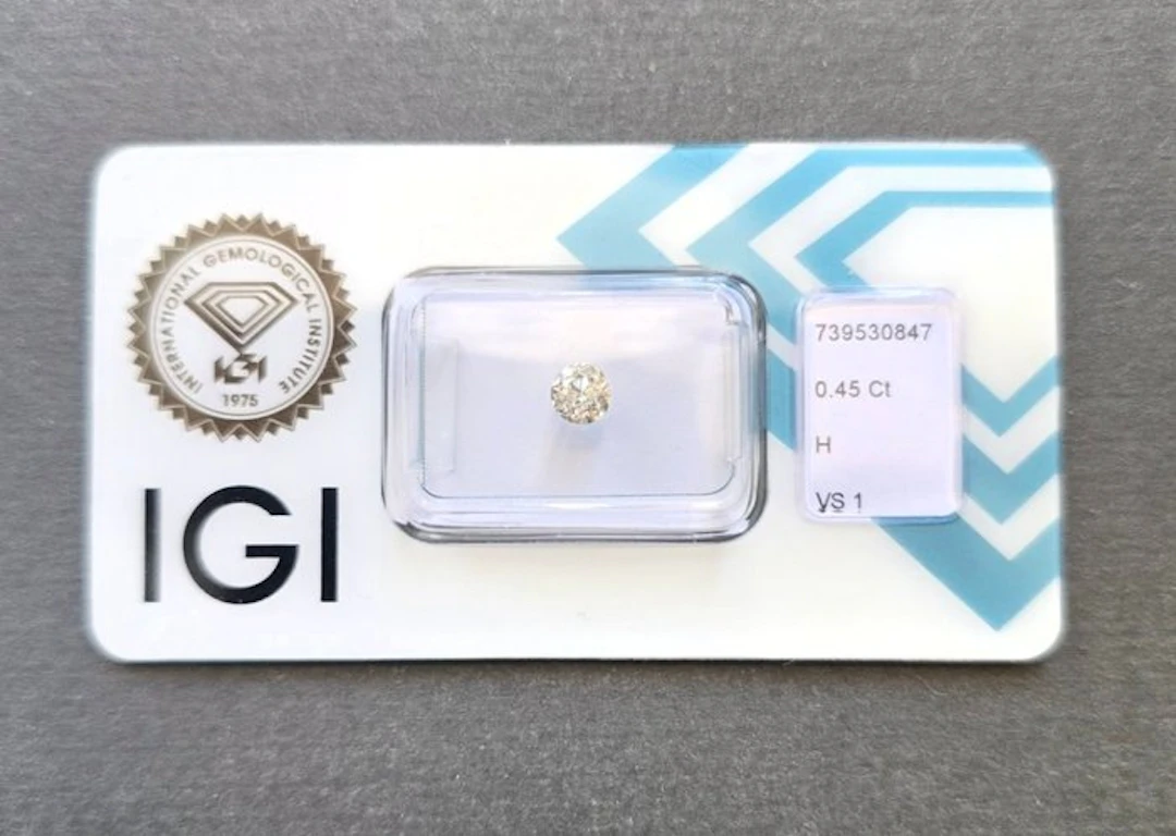 1 pcs Diamond (Natural) - 0.45 ct - Round - VS1...