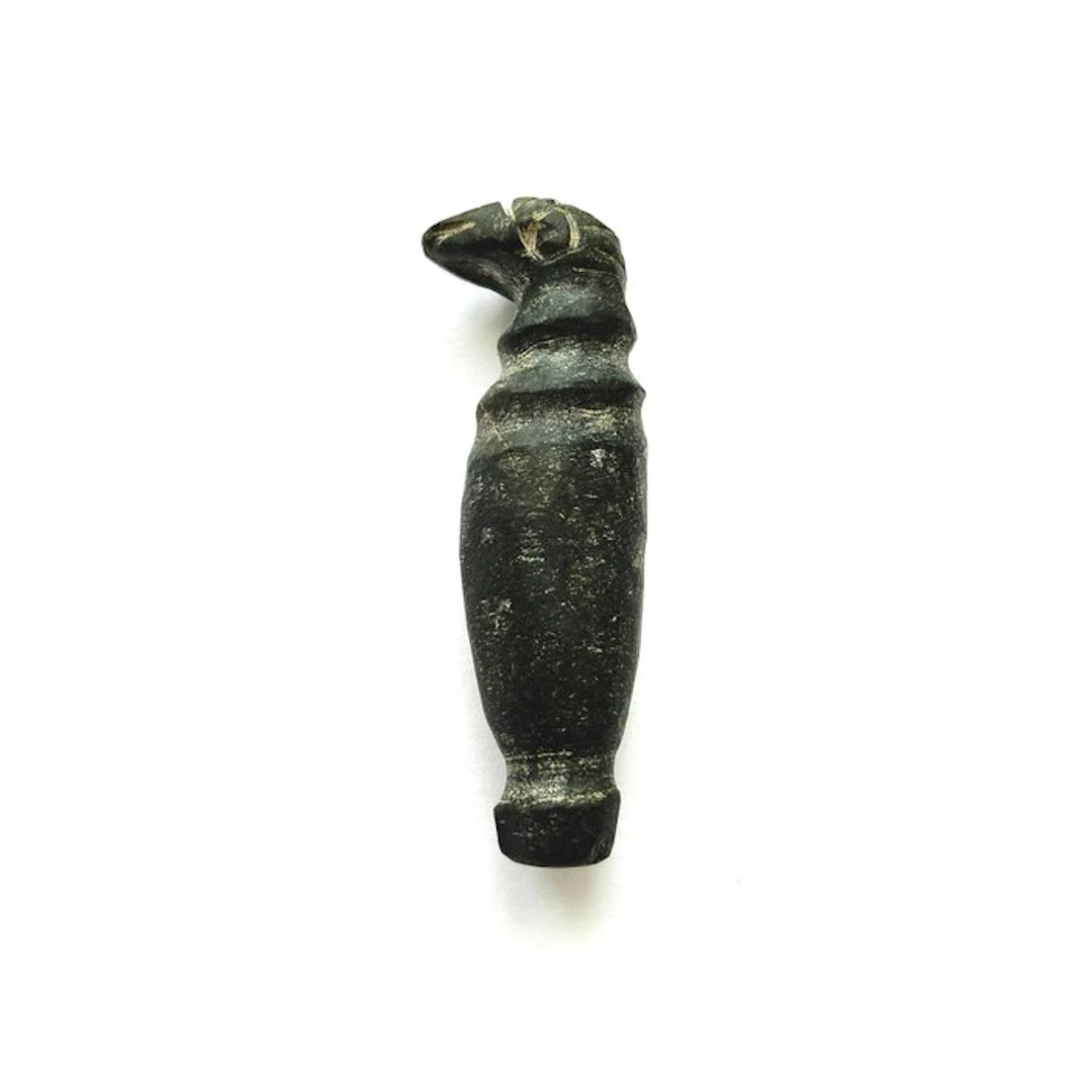 Western Asiatic Black Stone Bird Bead Talisman - 67 mm