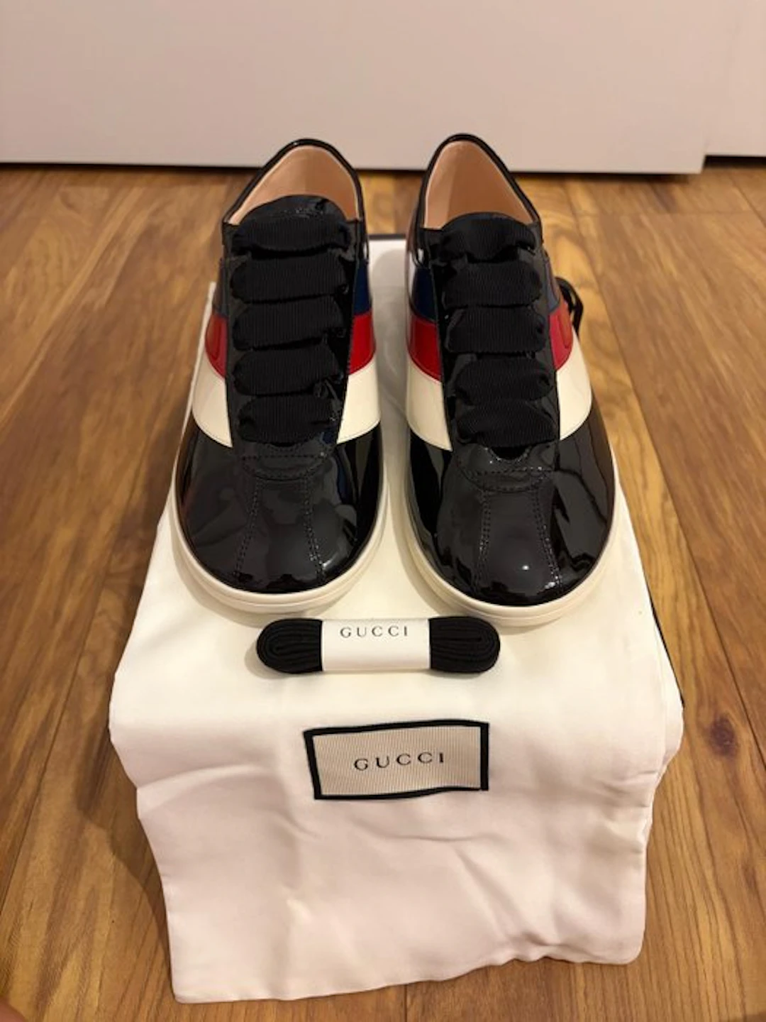 Gucci - Gucci Falacer Web Patent Leather - Sneakers...