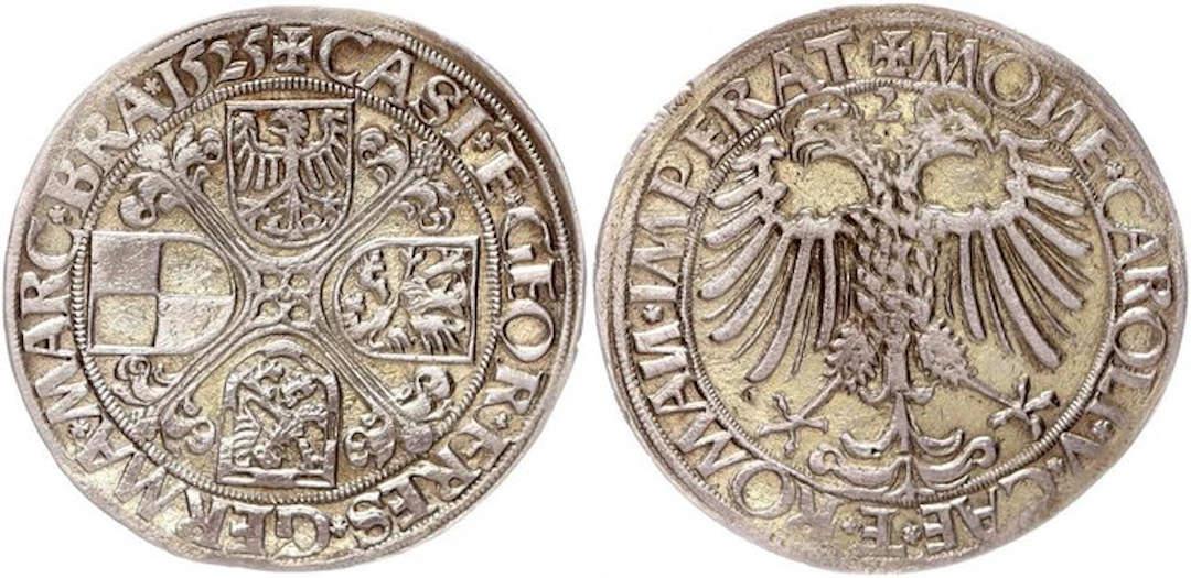 Deutschland Brandenburg-Franken. Kasimir und Georg. 1/2 Reichsguldiner 1525