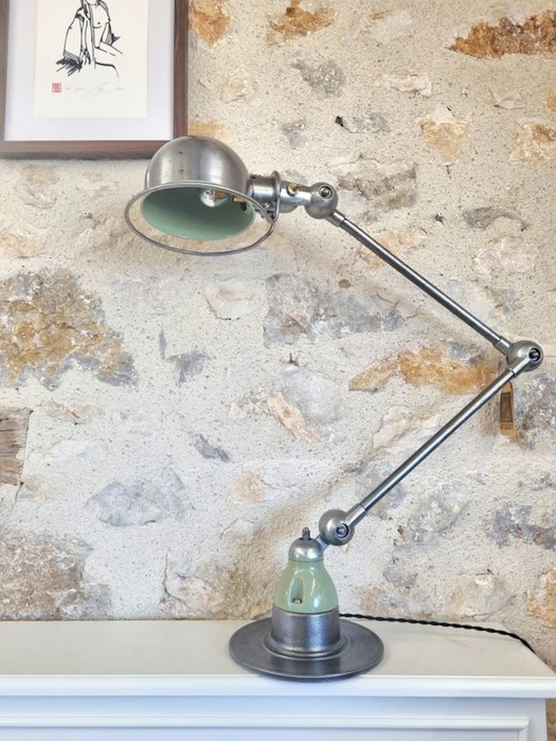 Jielde, France, 1960 - Jean-Louis Domecq - Desk lamp - Gilt brass