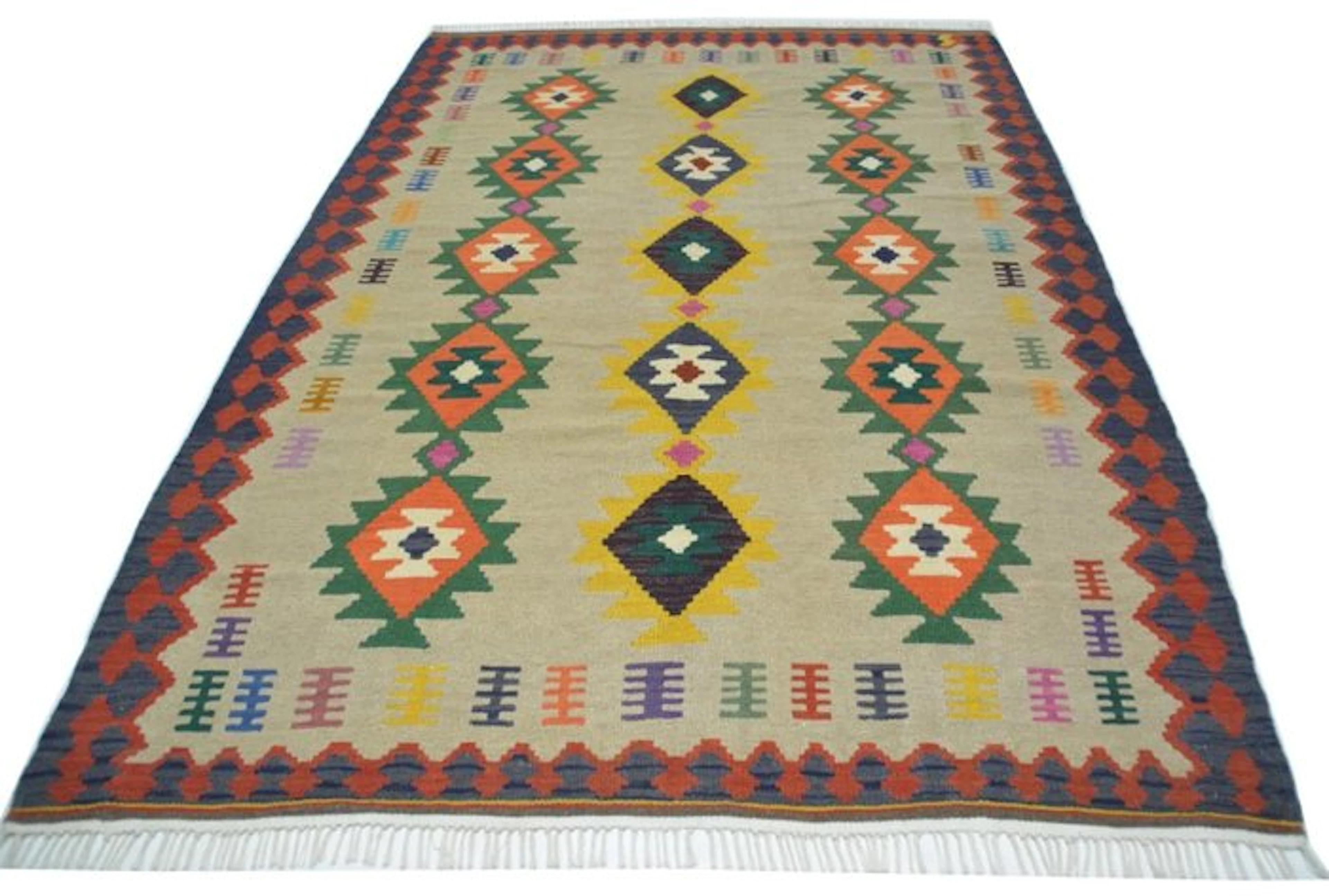 Handwoven Turkish Kilim rug, wool, natural color, new - Carpet - 293