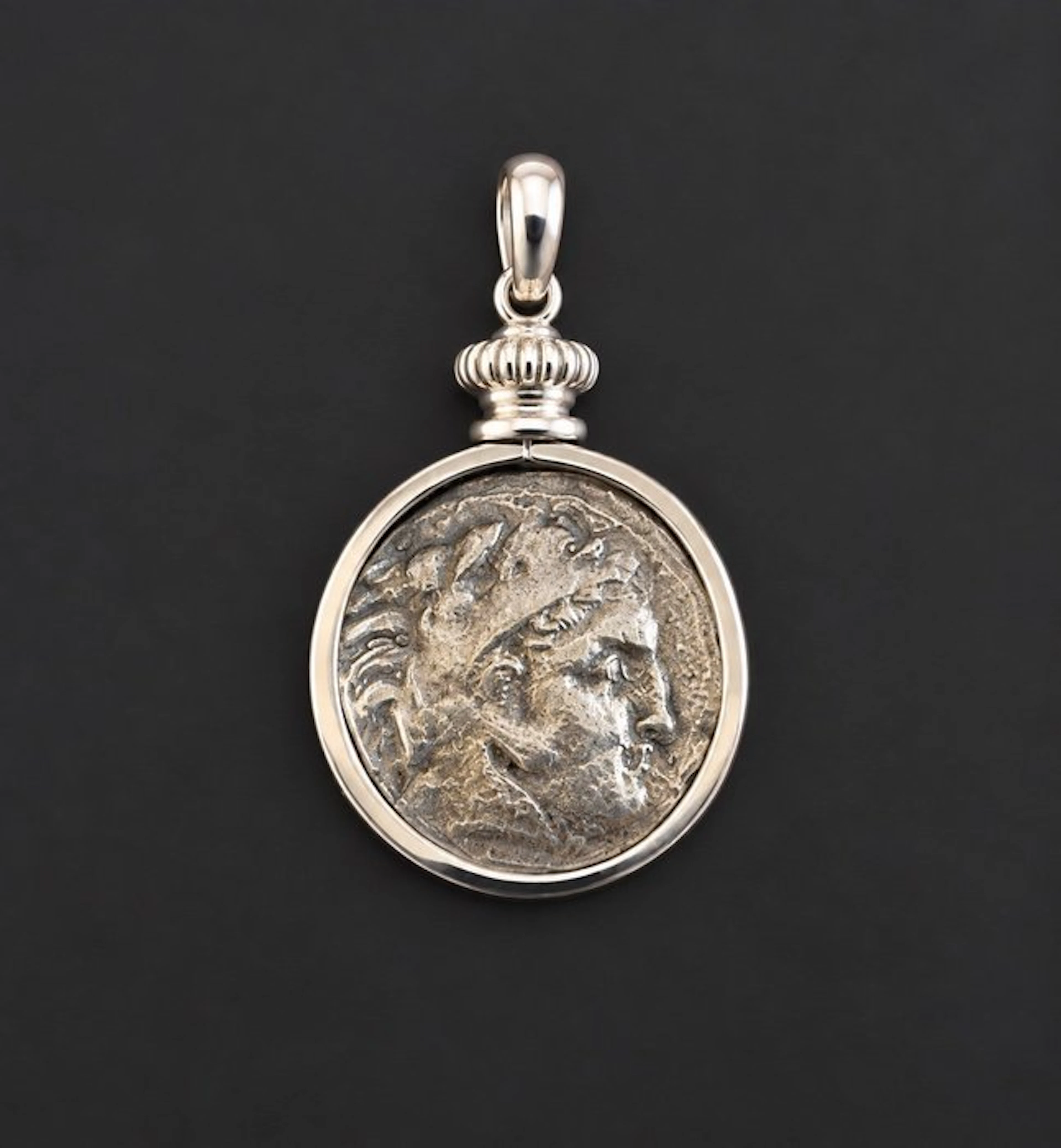 Ancient Greek Silver metal pendant and silver coin Coin pendant