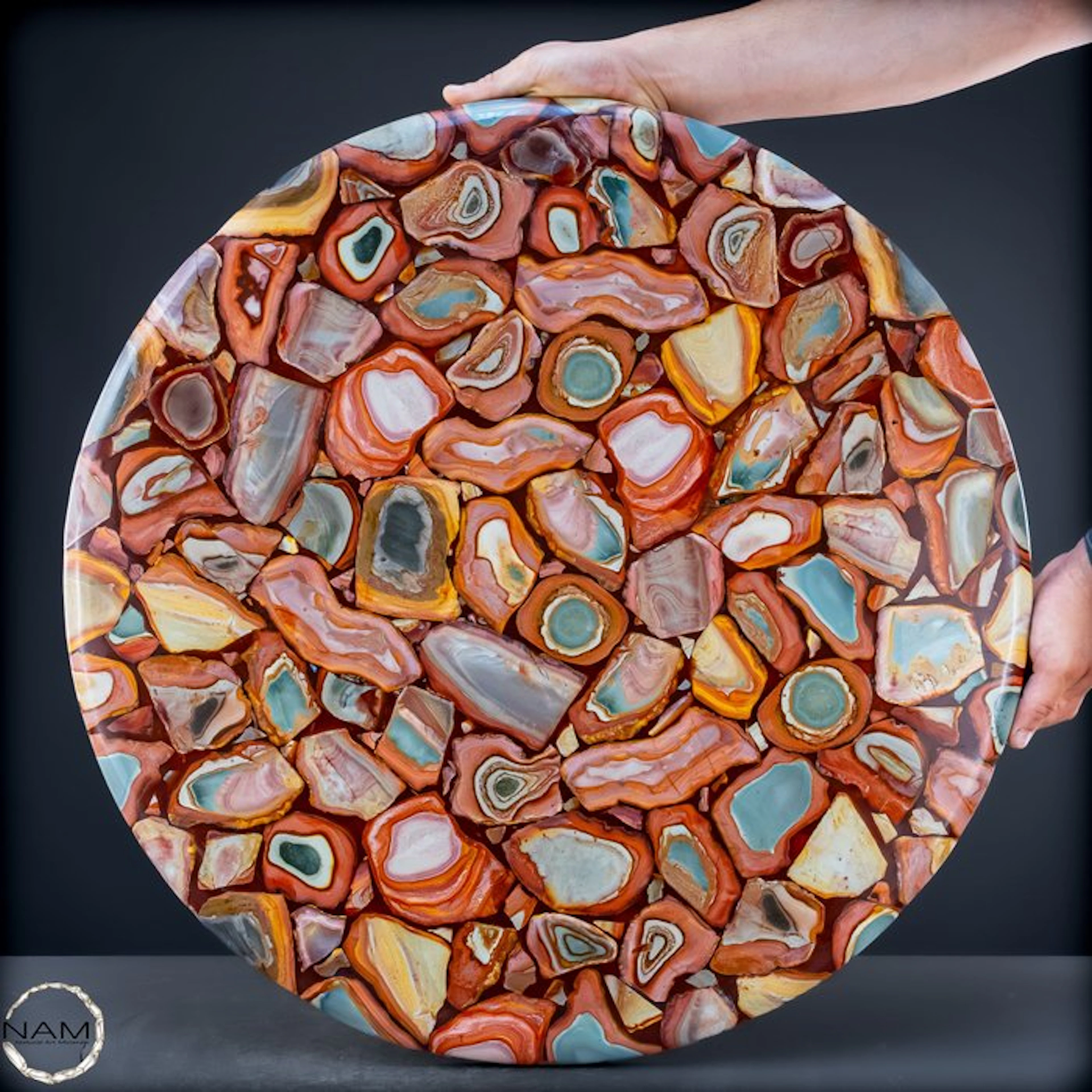 Exclusive polychrome jasper tabletop