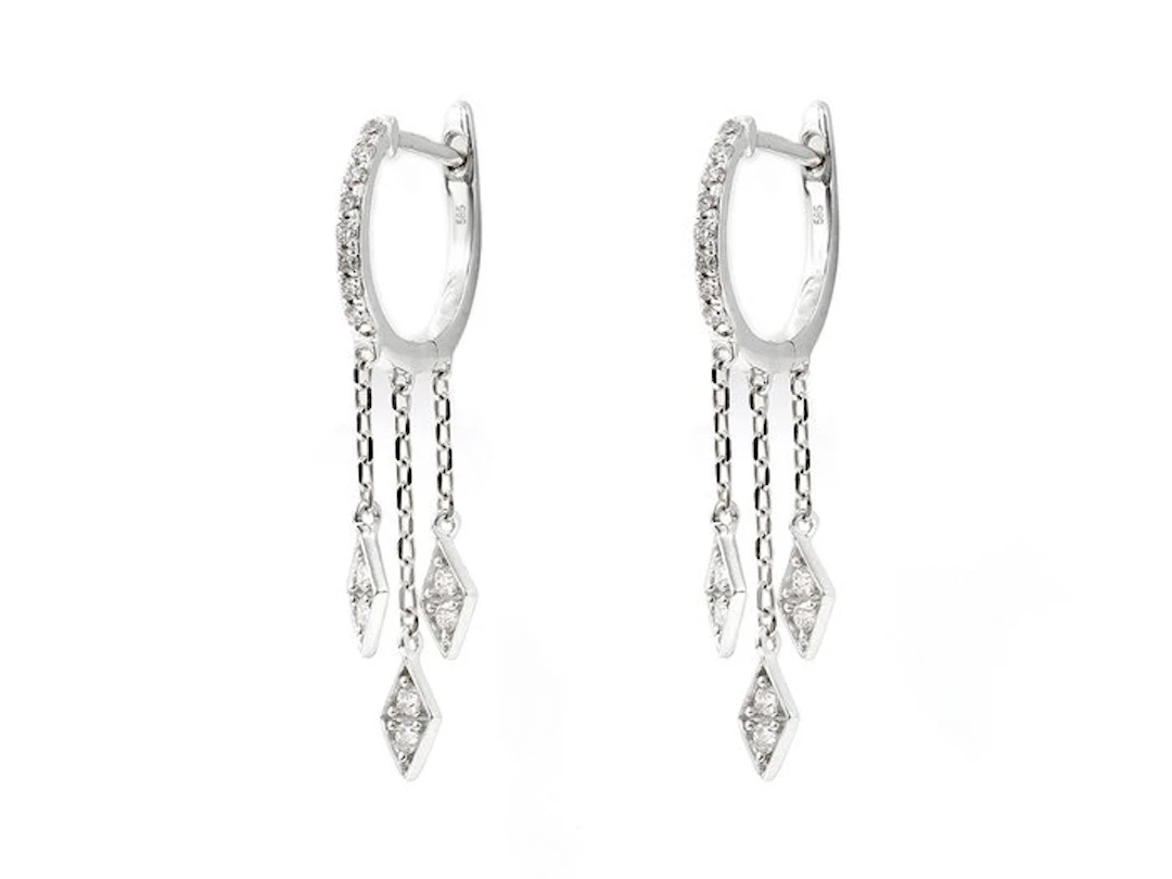 Earrings - 14 kt. White gold - 0.32ct. tw. Diamond (Natural)