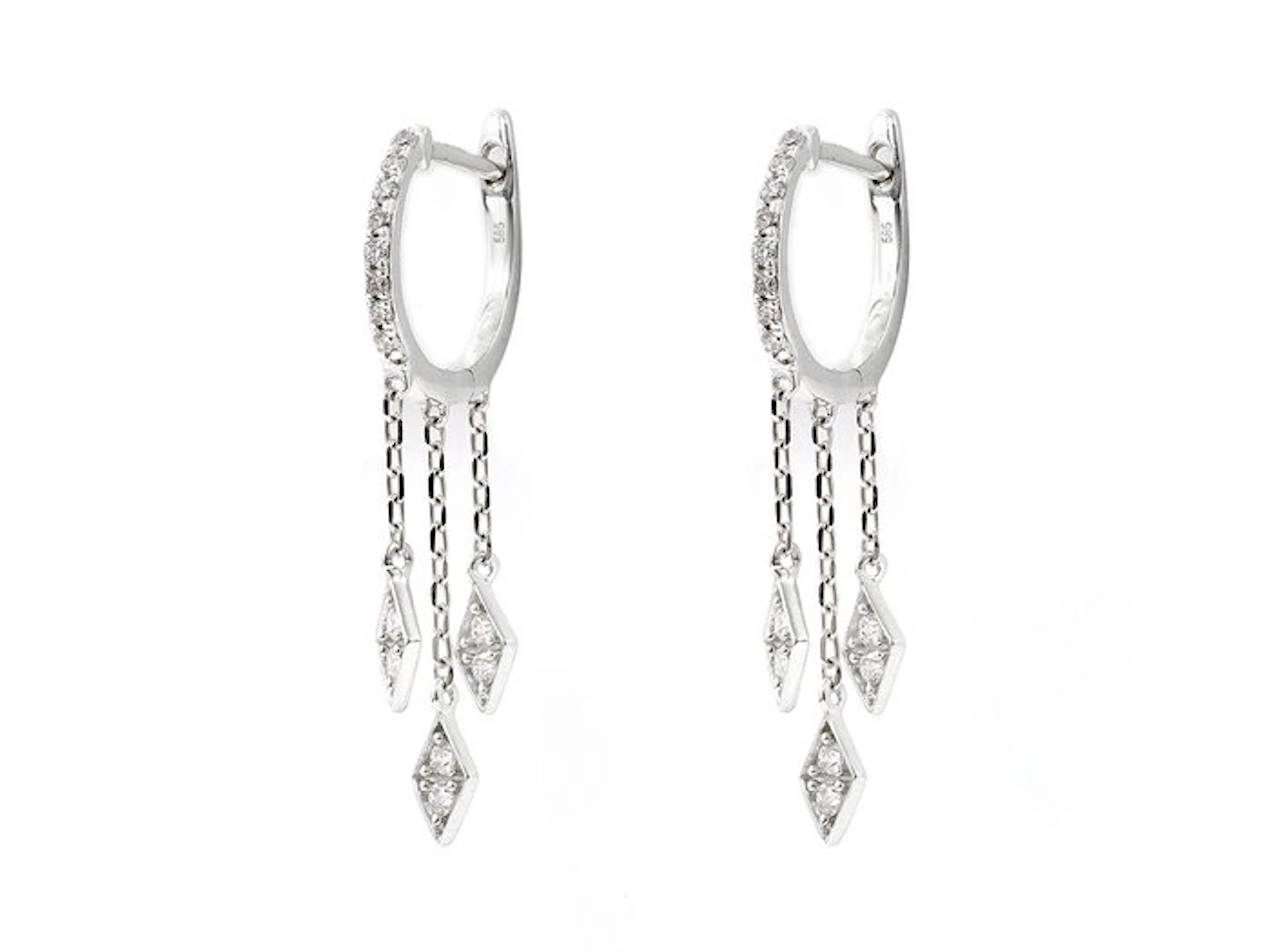 Earrings - 14 kt. White gold - 0.32ct. tw. Diamond (Natural)