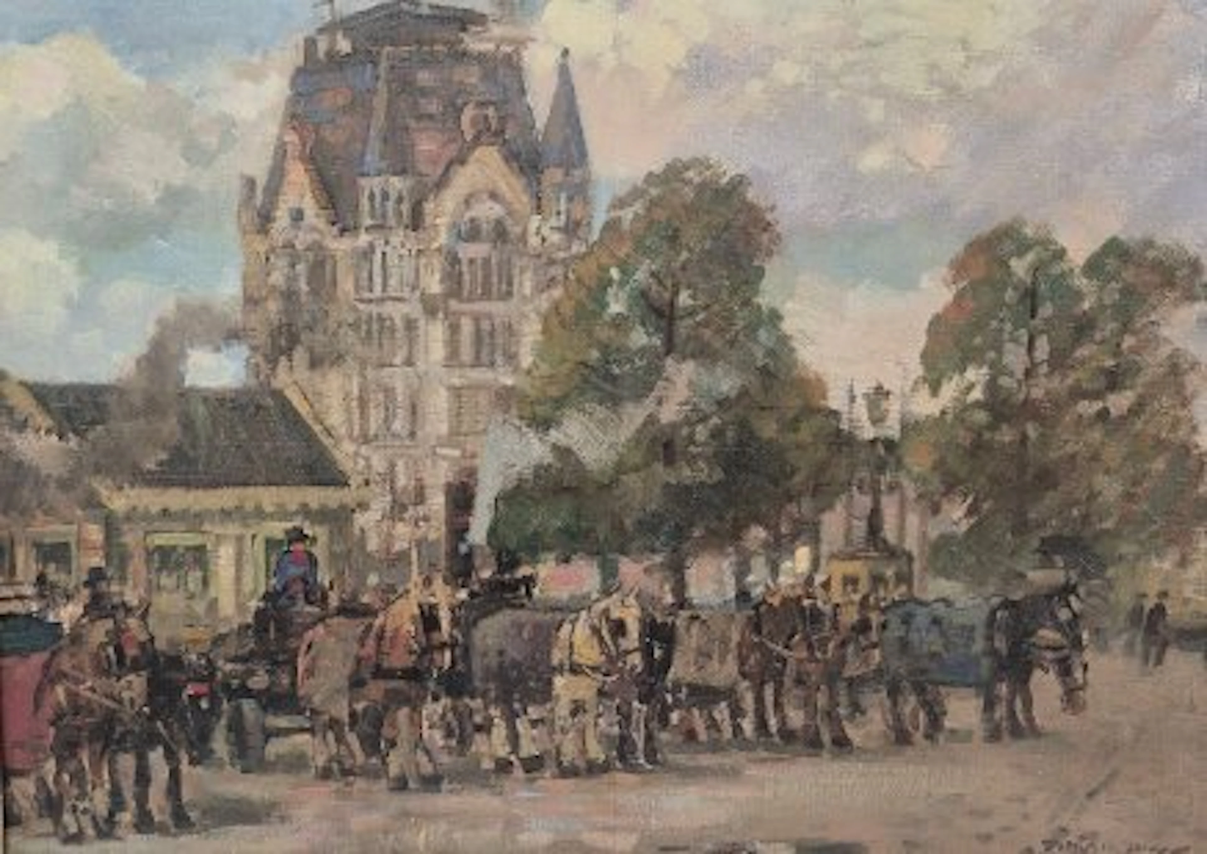 Daam Mulhaus (1907 - 1981) - Wittehuis met paarden.