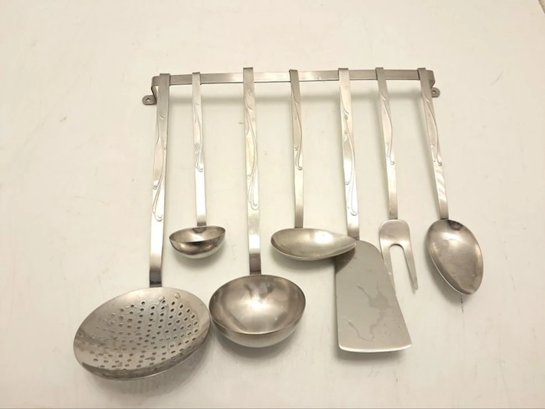 Sola Zilmeta - Wall shelf unit (8) - Stainless steel - cutlery set