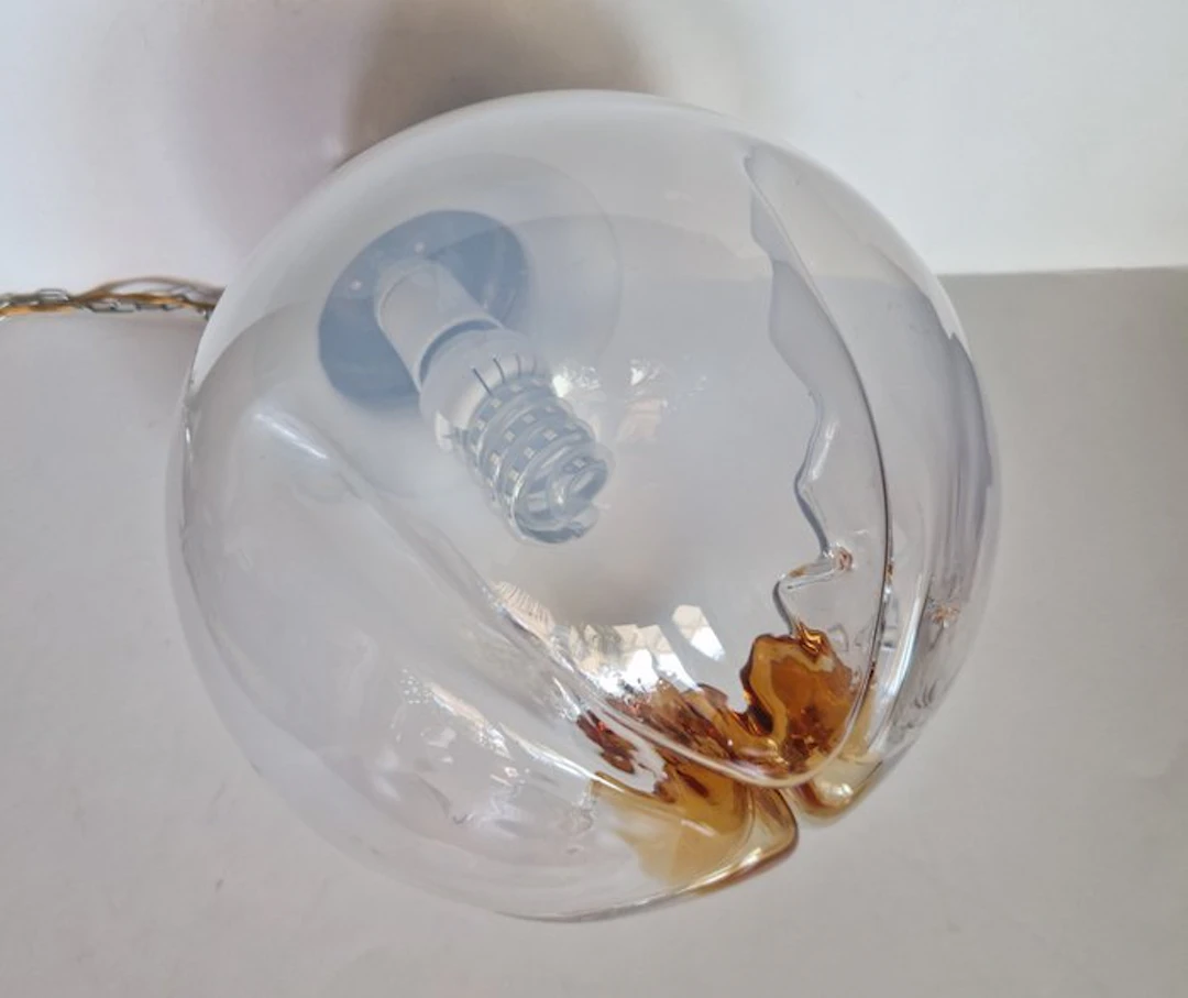 Lamp - Murano glass - Vintage glass pendant chandelier, in Mazzega style.