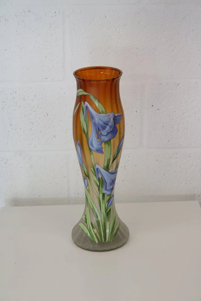 matglazen vaas - Vase - floral pattern - Glass
