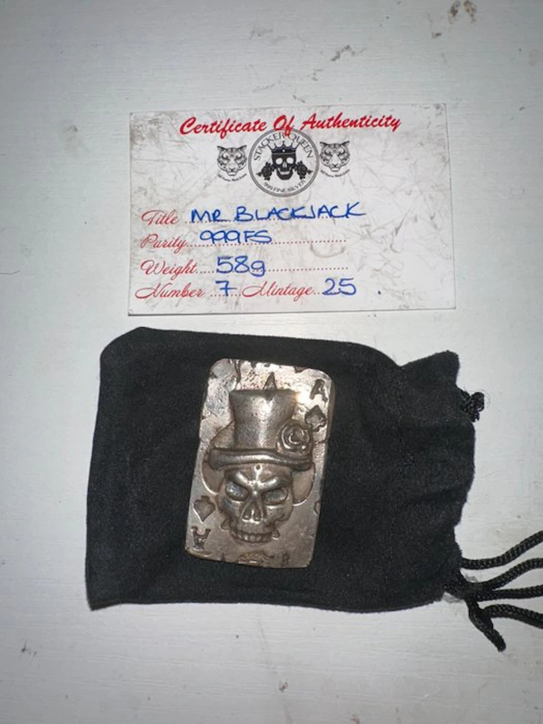 58 grams - Silver .999 - Stacker Queen - With certificate (No reserve price)