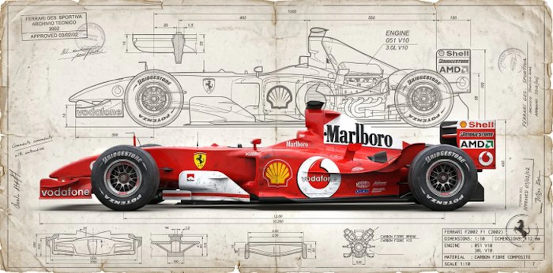 Artxlife - Ferrari F2002 Technical Drawing