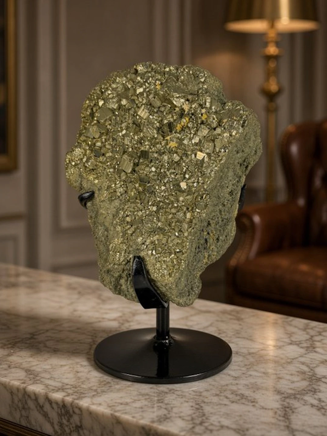 AA+ Quality Pyrite on custom metal stand Mineral...