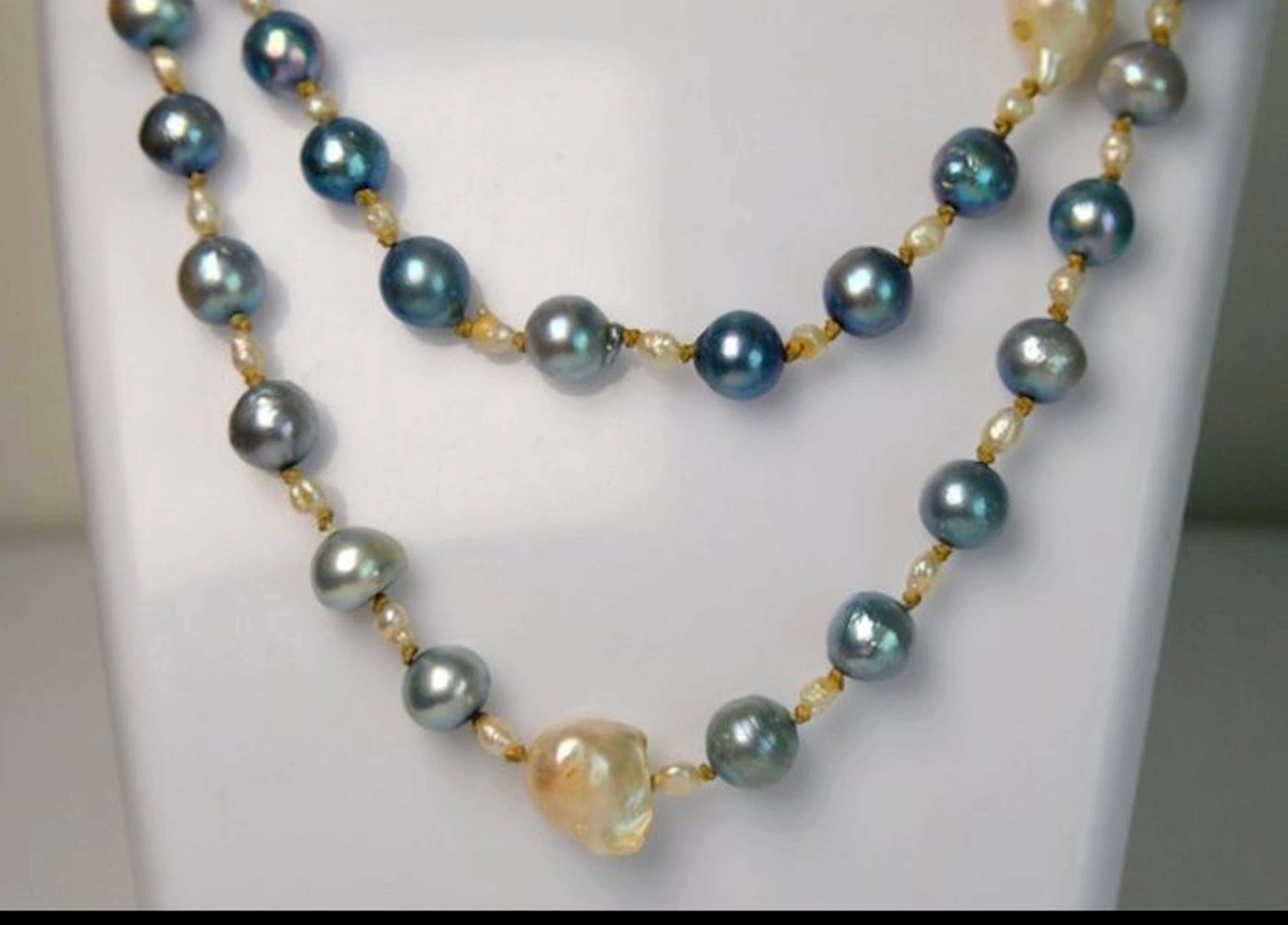 Sterling silver 925 - white and blue cultured freshwater...