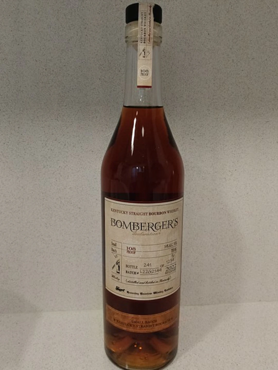 Bomberger's Declaration 2022 Release - Batch no. L22G2149 - 108 Proof - 700ml