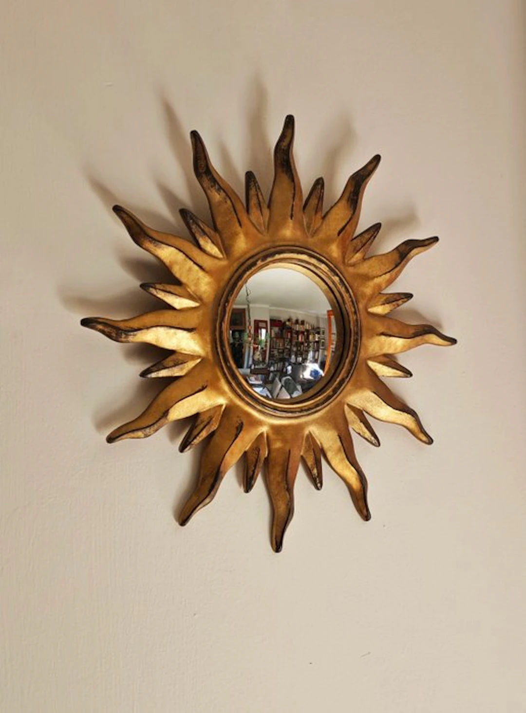 Wall mirror- Witch's Eye / Butler - Glass, Resin - Gold Convex Sun Mirror